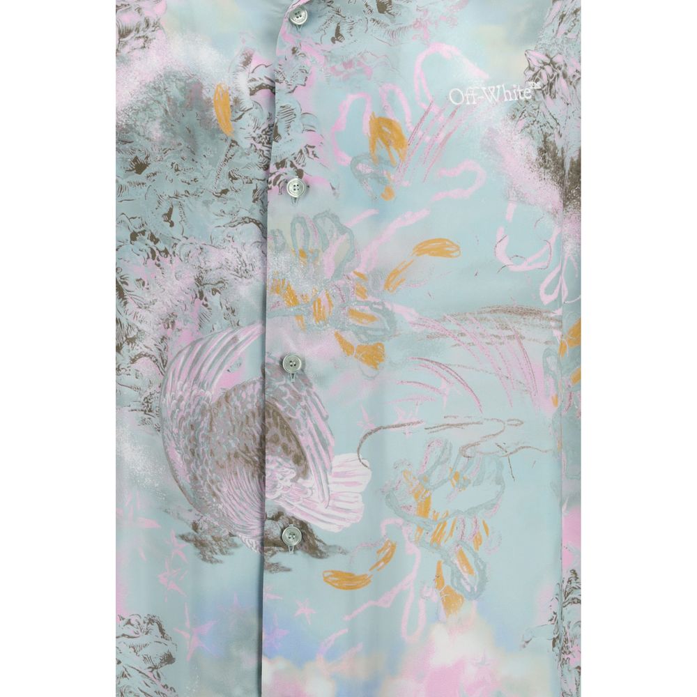 Off-White daugiaspalviai viskozės raštuoti marškiniai Off-White daugiaspalviai viskozės raštuoti marškiniai - Image 3