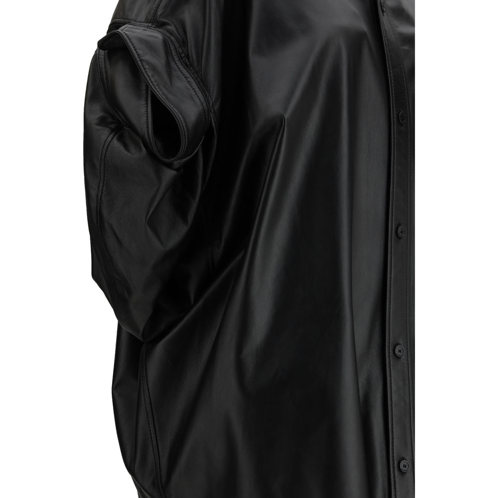 Balenciaga juodi odos marškiniai trumpomis rankovėmis Balenciaga juodi odos marškiniai trumpomis rankovėmis - Image 3