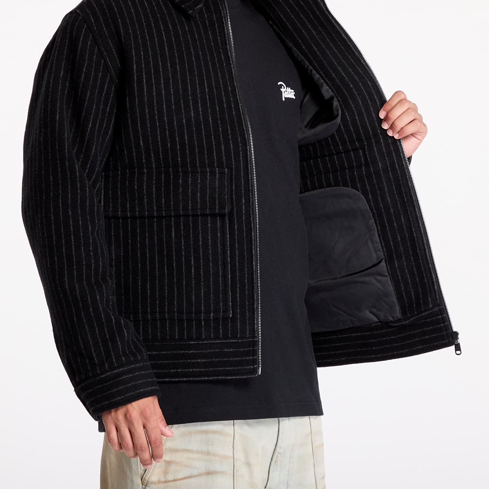 Calvin Klein Jeans vilnos striukė - juoda calvin klein jeans vilnos misinio striuke juoda