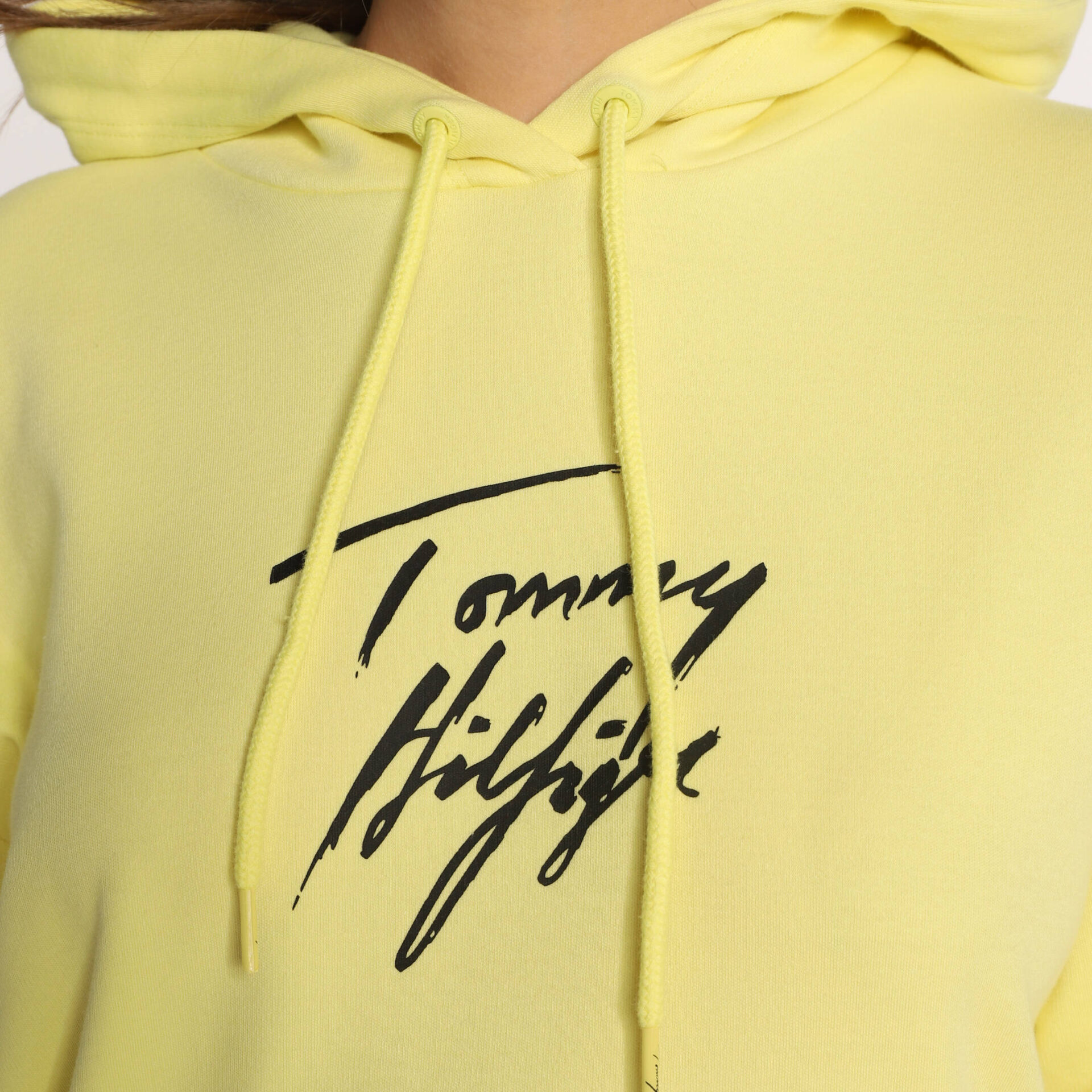 tommy hilfiger sportinis dzemperis su gobtuvu geltonas