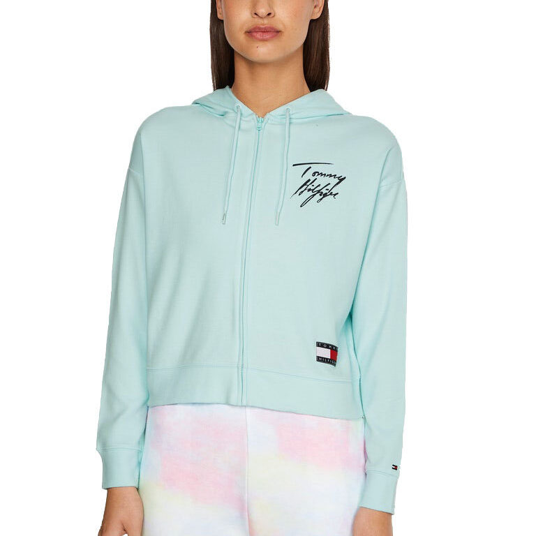 tommy hilfiger bluza damska cropped zip hoodie mint uw0uw03942 c94 xs b iext123042642.jpg