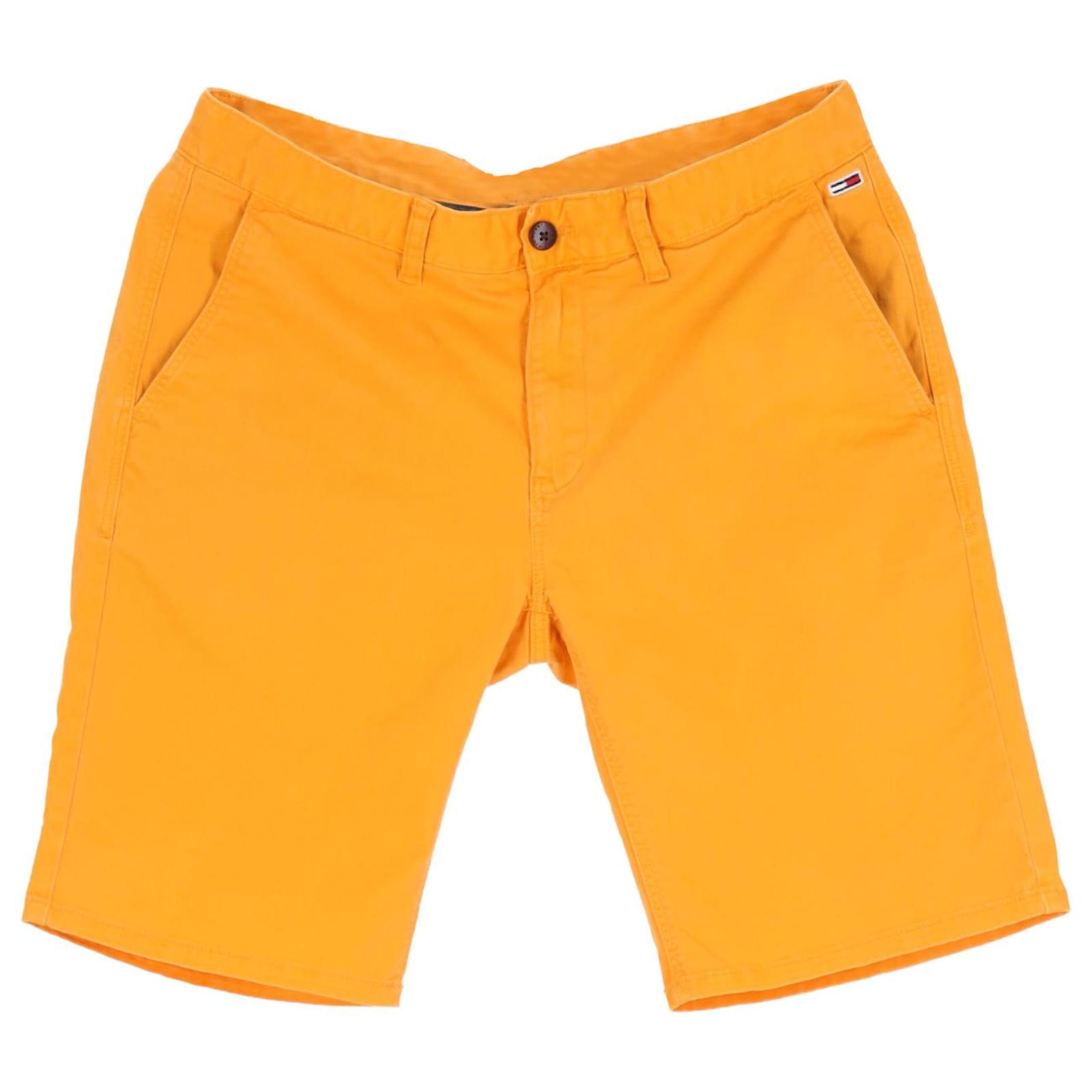 tommy hilfiger yellow cotton mens regular fit shorts.jpg