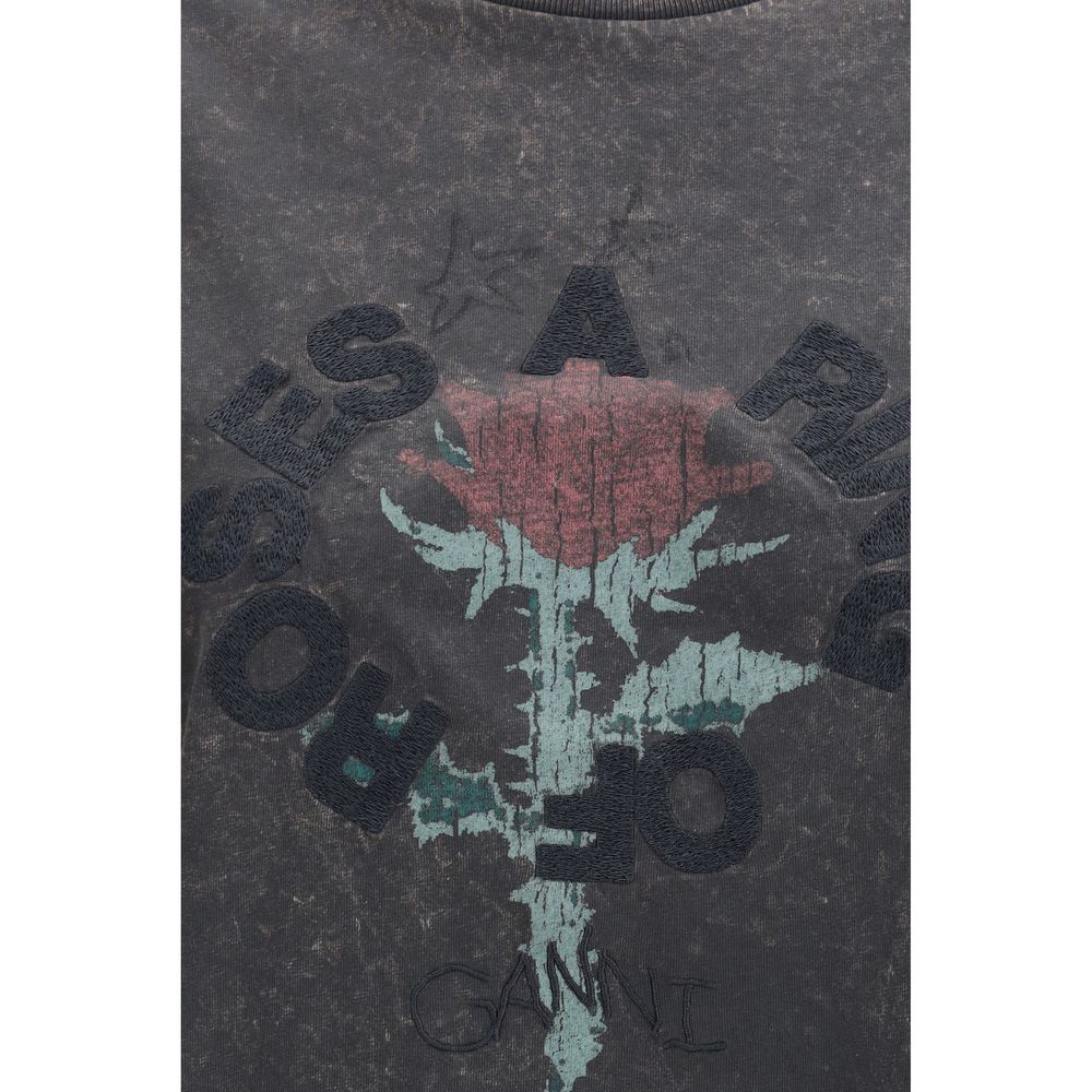 Ganni pilki medvilniniai marškinėliai Ganni pilki medvilniniai marškinėliai - Image 3