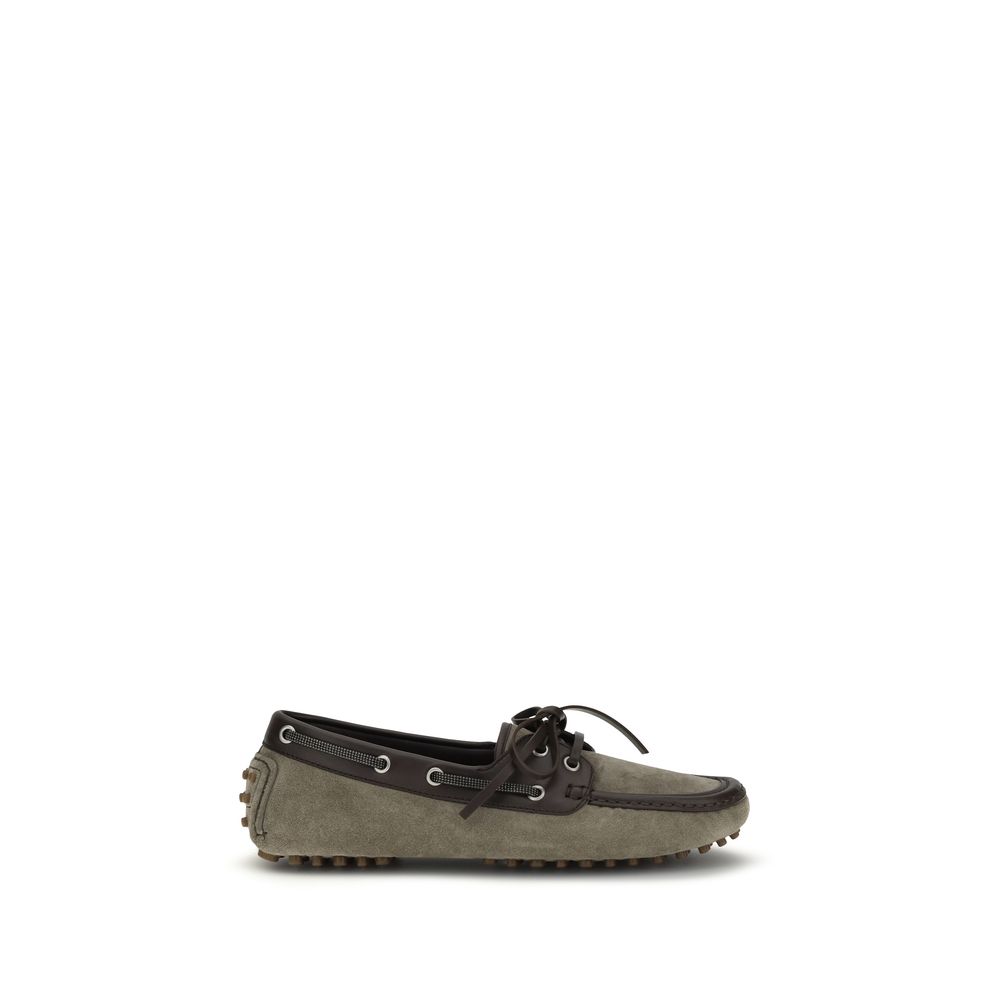 Brunello Cucinelli pilki veršelio odos įsiaunami loaferiai