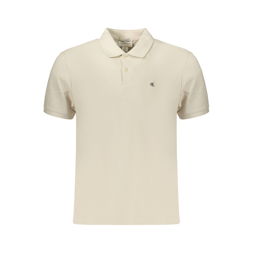 Calvin Klein smėlio spalvos medvilniniai vyriški polo marškinėliai