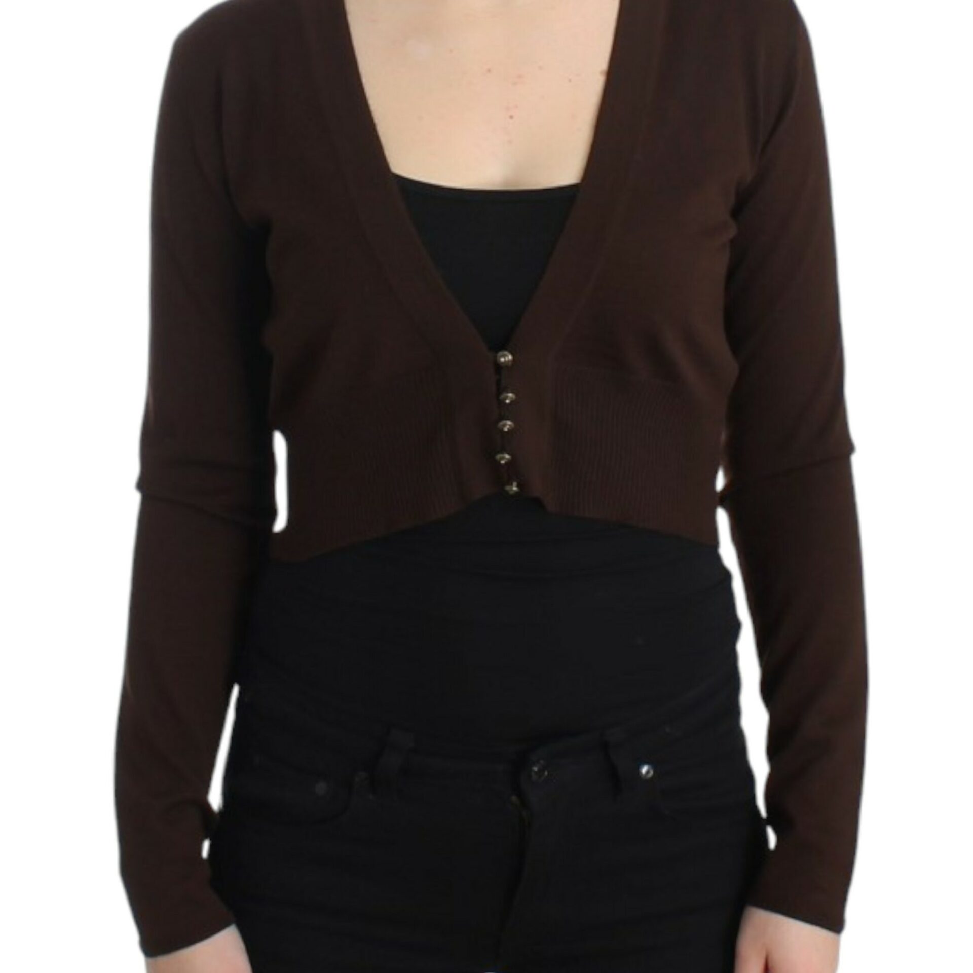 Cavalli rudas trumpintas vilnos kardiganas