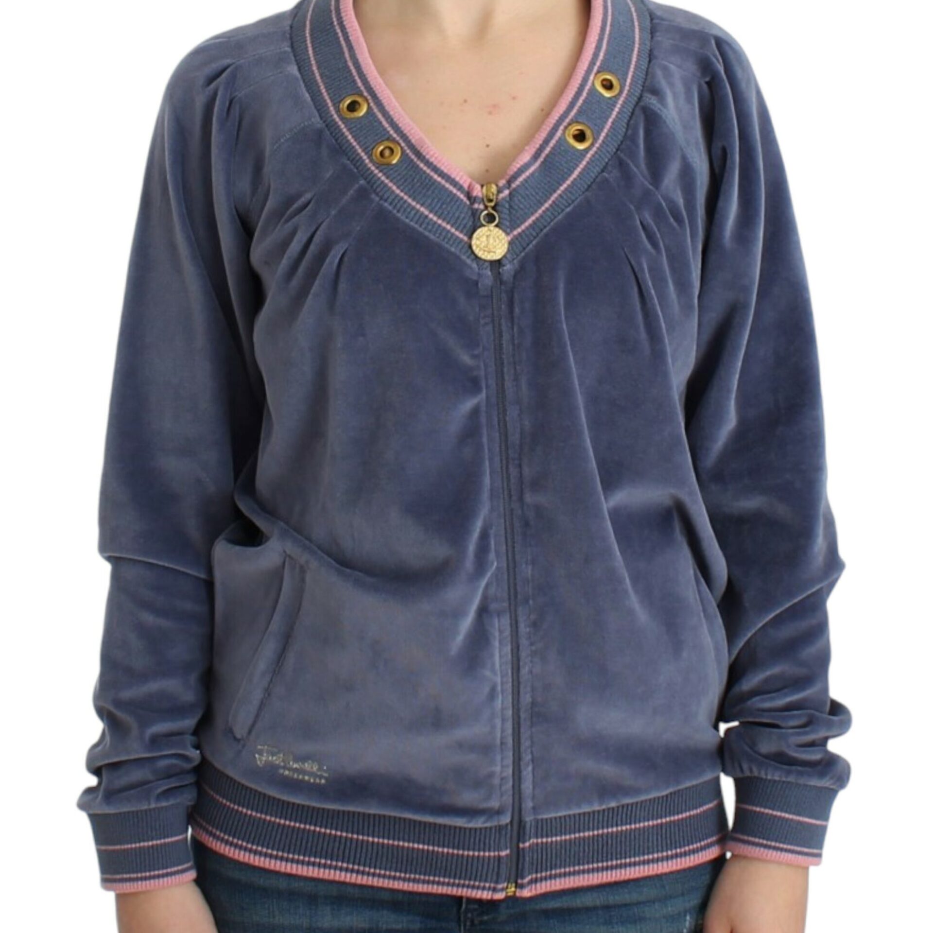 Cavalli mėlynas aksominis užtraukiamas megztinis