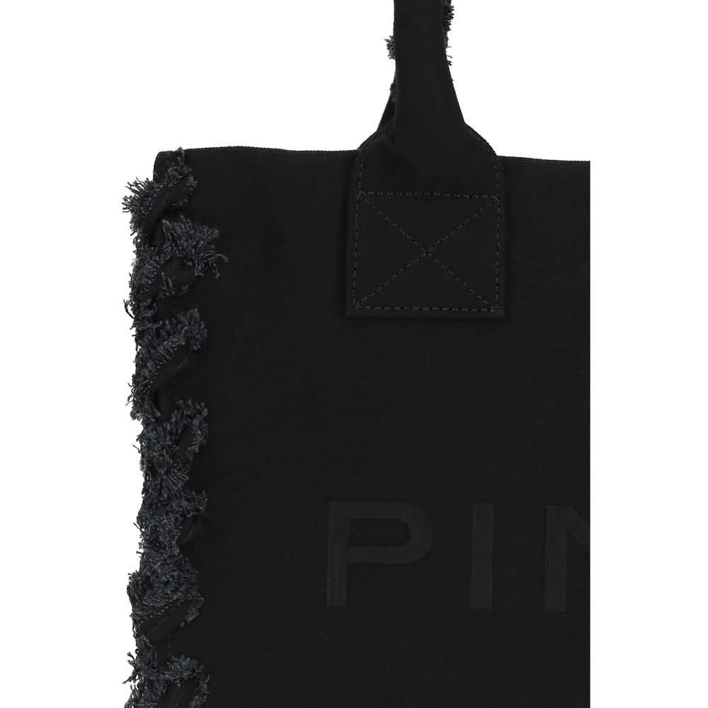 PINKO Black Cotton Shoulder Bag PINKO Black Cotton Shoulder Bag - Image 4