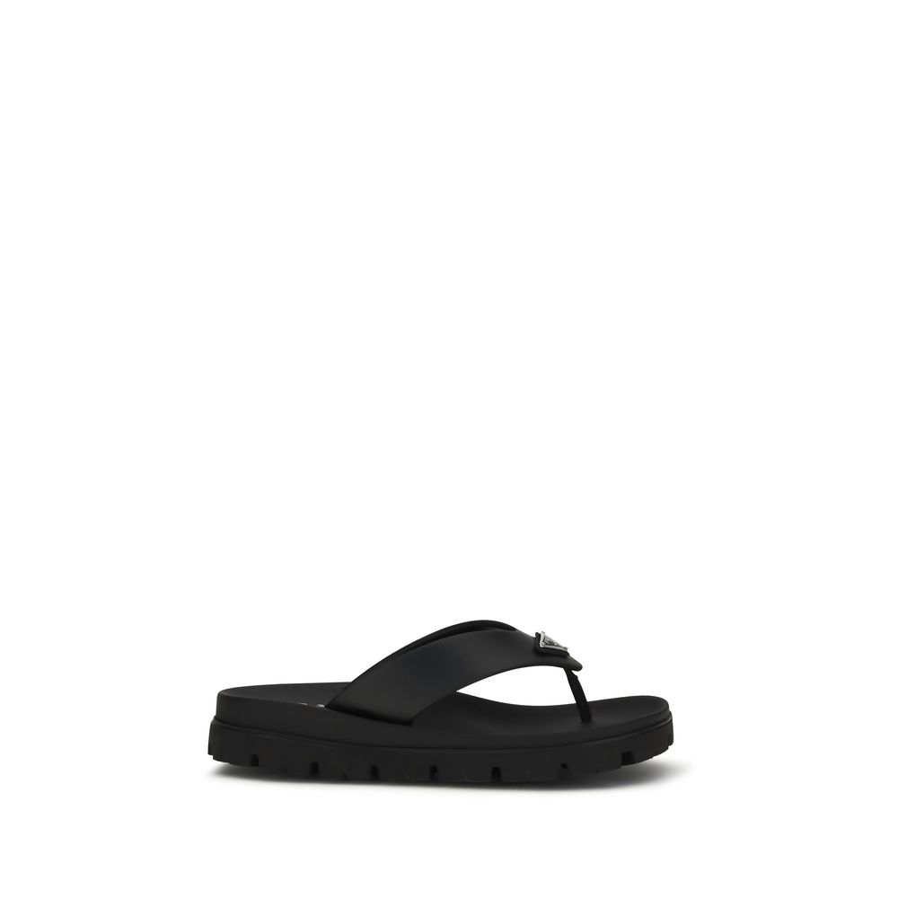 Prada Brown Calf Leather Bos Taurus Flat Sandals