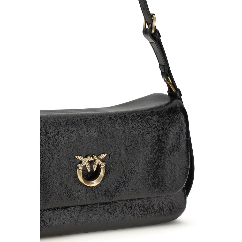 PINKO Black Calf Leather Bos Taurus Shoulder Bag PINKO Black Calf Leather Bos Taurus Shoulder Bag - Image 4