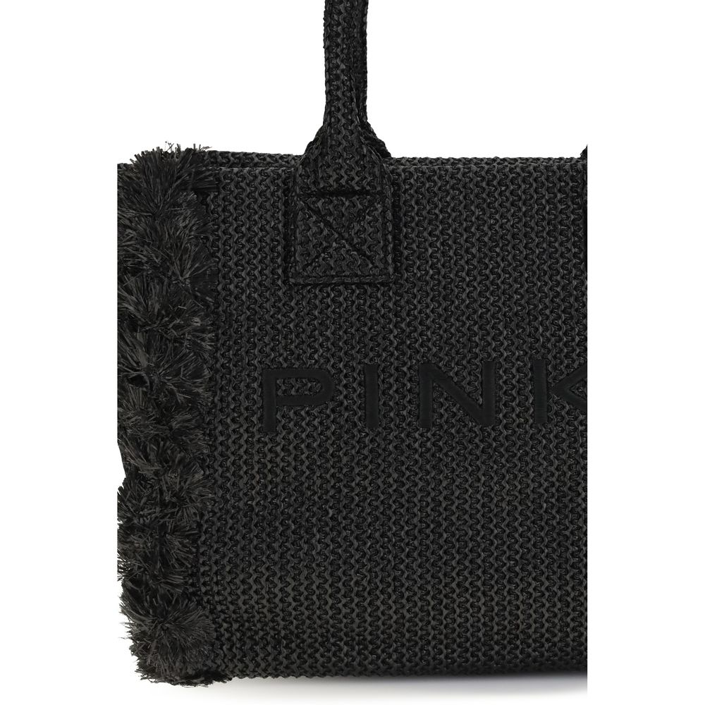 PINKO juoda šiaudinė rankinė per petį PINKO juoda šiaudinė rankinė per petį - Image 4