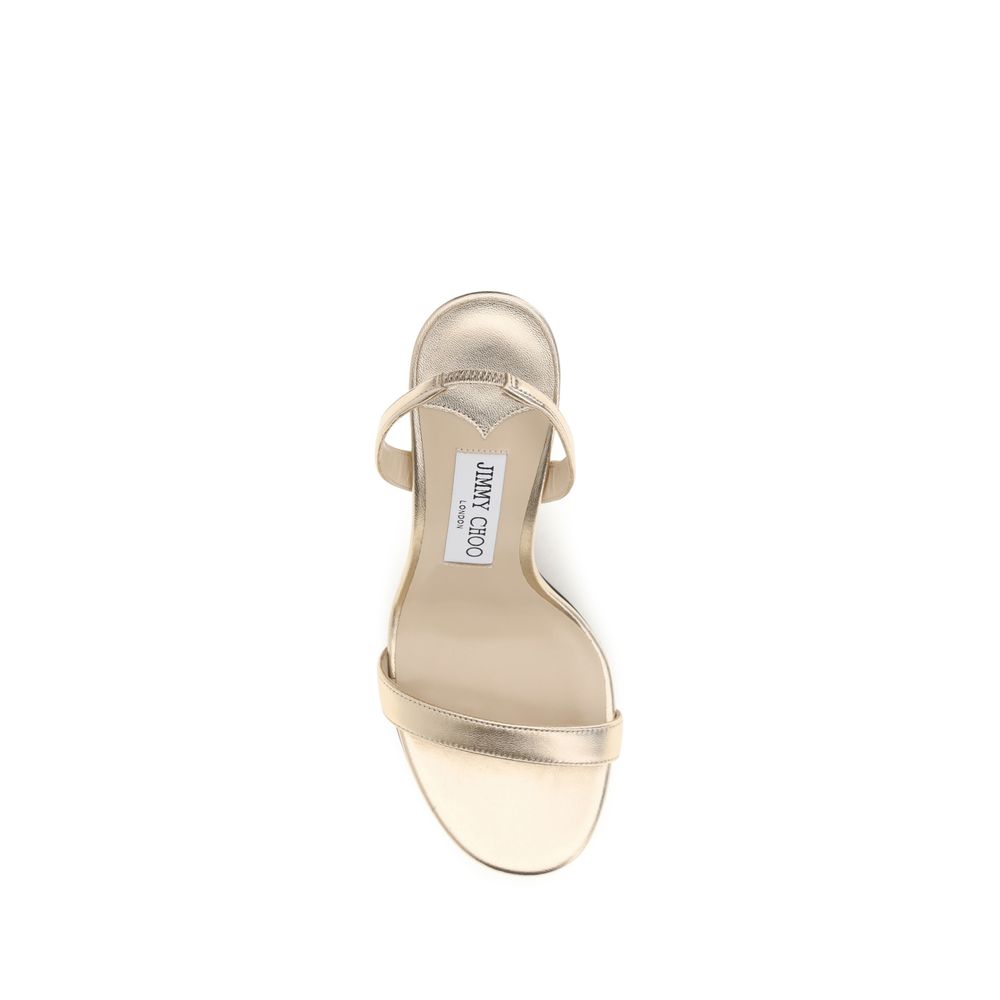 Jimmy Choo auksinės odinės basutės su aukštakulniu kulniuku Jimmy Choo auksinės odinės basutės su aukštakulniu kulniuku - Image 4