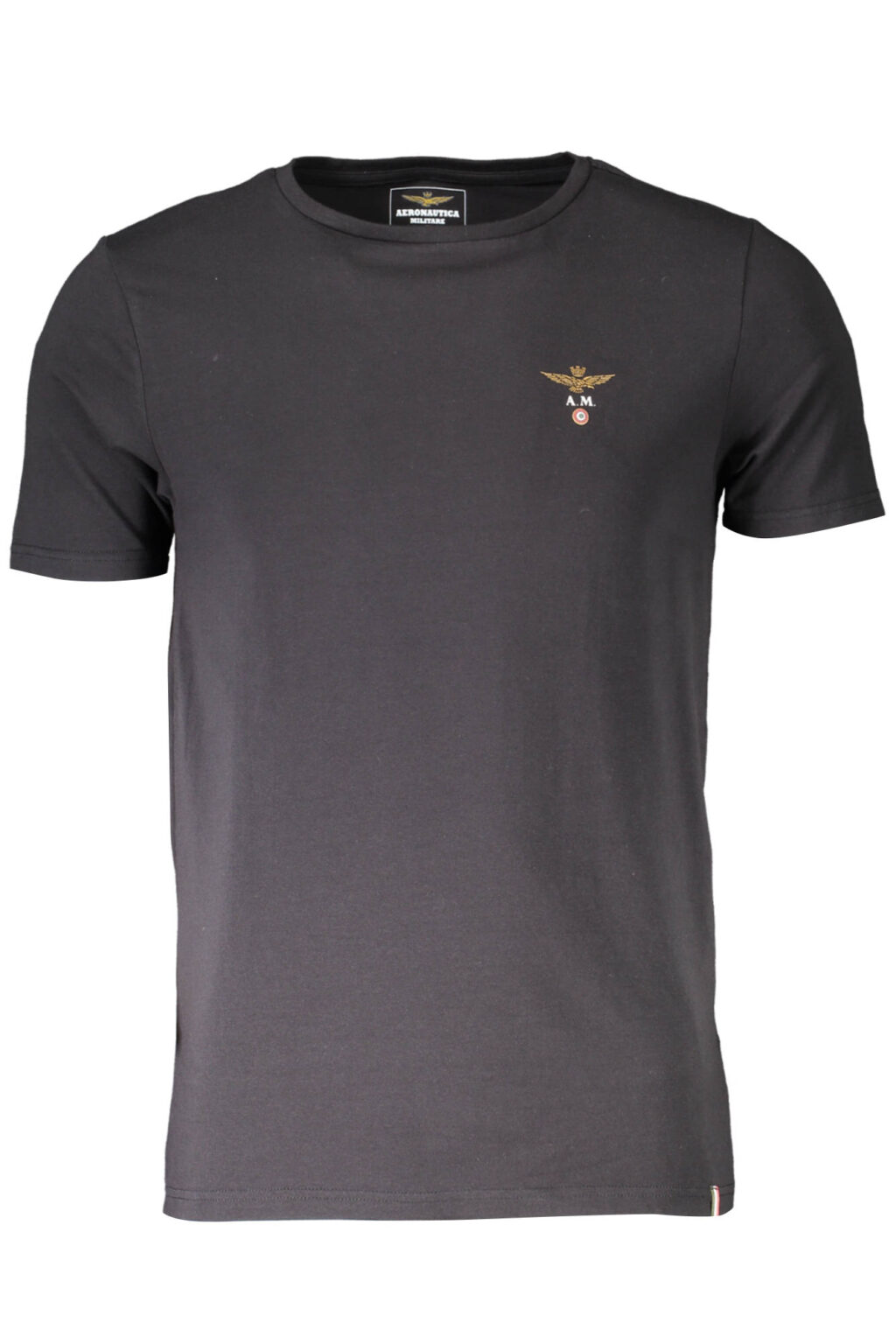 aeronauticamilitaret-shirtesternabileuomonero_1 AERONAUTICA MILITARE vyriški viršutiniai marškinėliai, juodi
