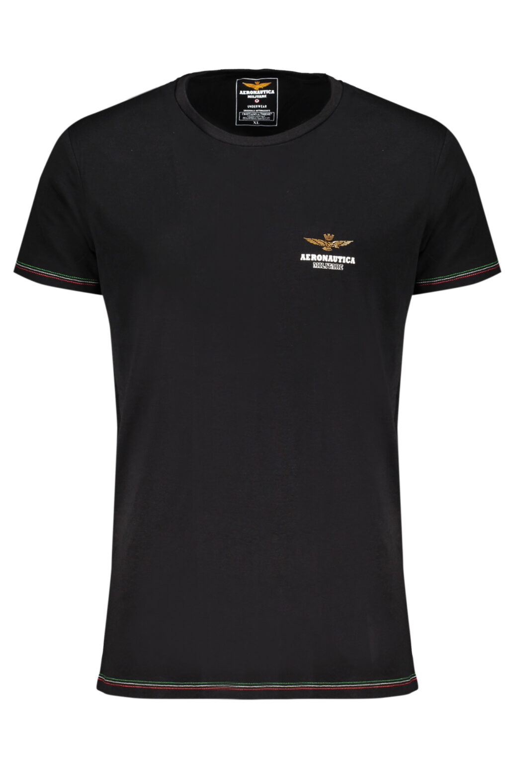 aeronauticamilitaret-shirtesternabileuomonero_1 AERONAUTICA MILITARE juodi vyriški marškinėliai laisvalaikiui