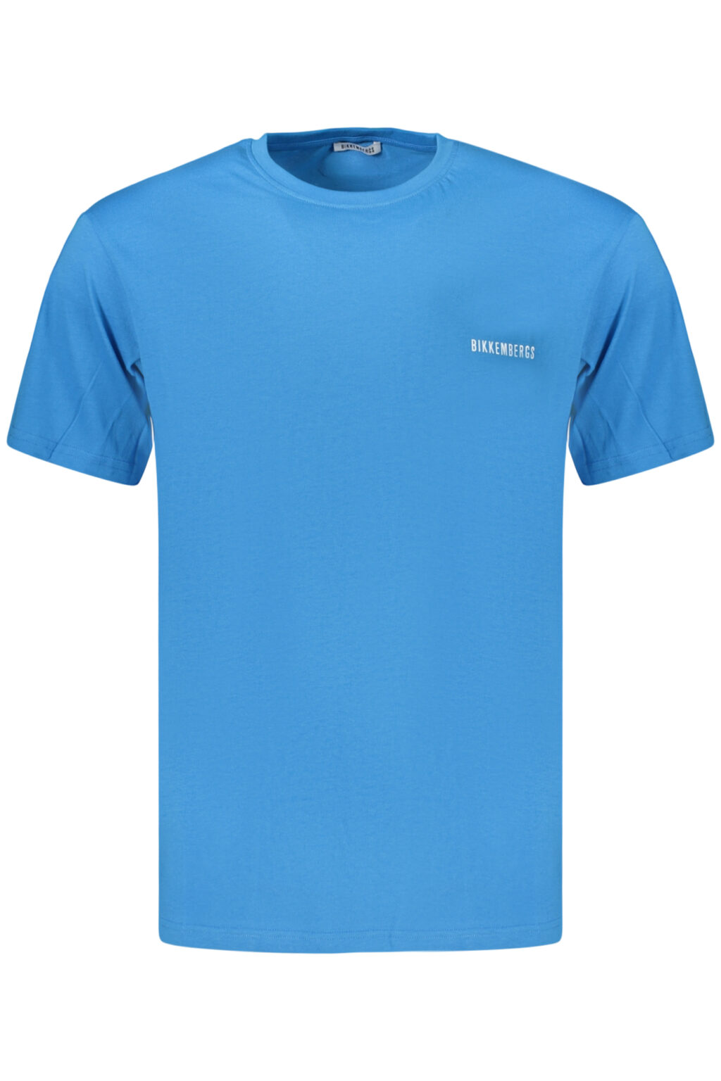 bikkembergst-shirtmanichecorteuomoazzurro_1 BIKKEMBERGS mėlyni vyriški marškinėliai trumpomis rankovėmis