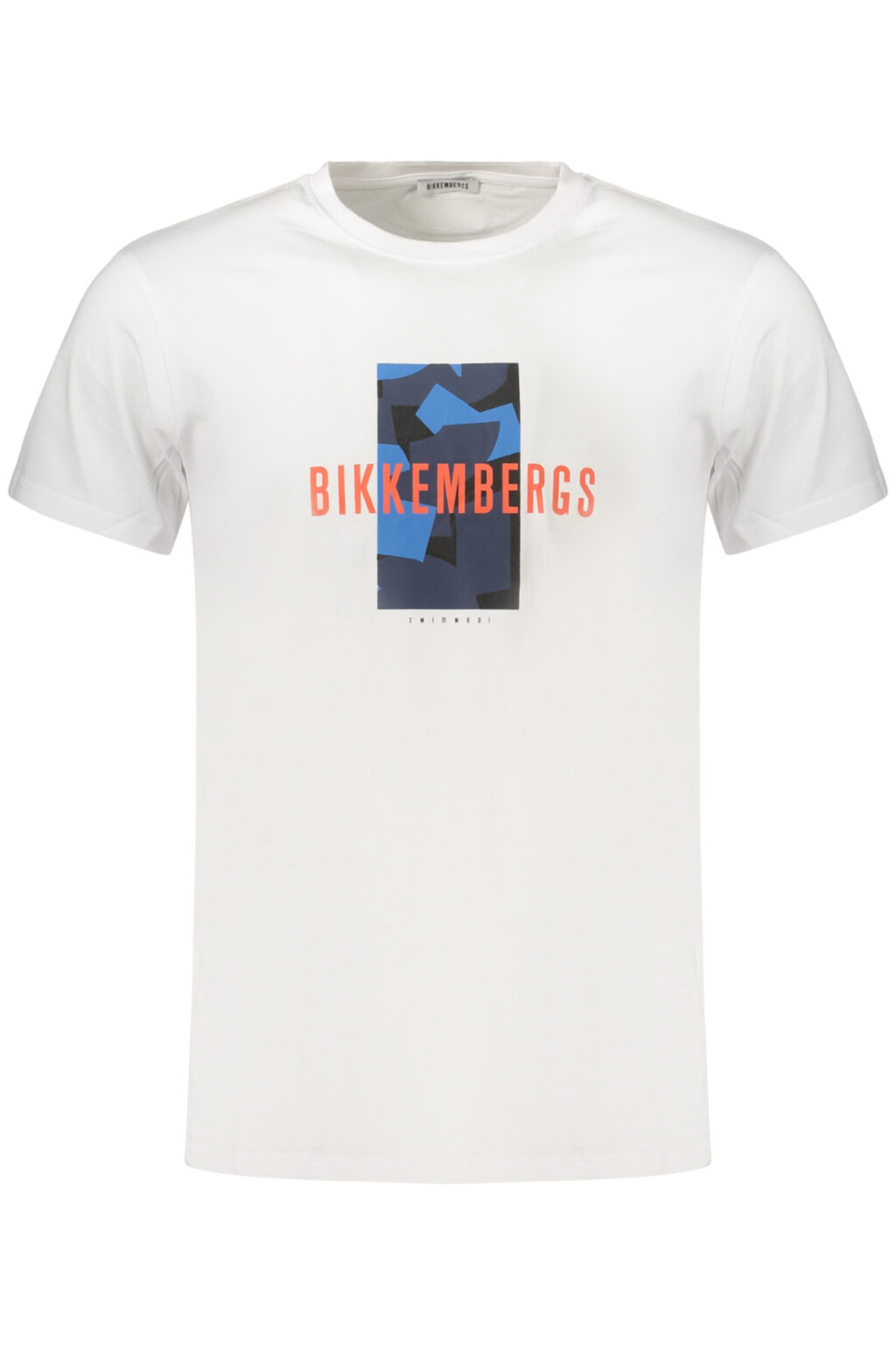 bikkembergst-shirtmanichecorteuomobianco_1 BIKKEMBERGS balti vyriški marškinėliai trumpomis rankovėmis