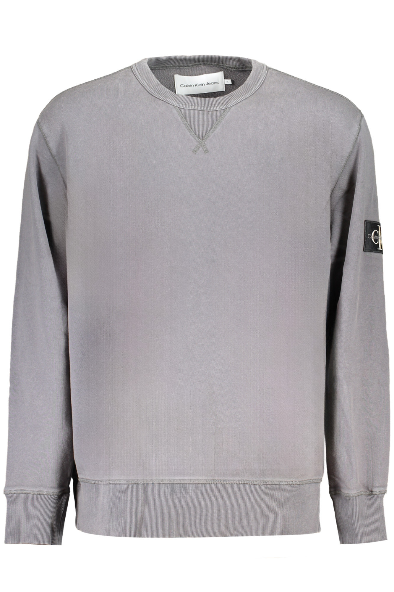 CALVIN KLEIN pilkas vyriškas džemperis be užtrauktuko CALVIN KLEIN pilkas vyriškas džemperis be užtrauktuko