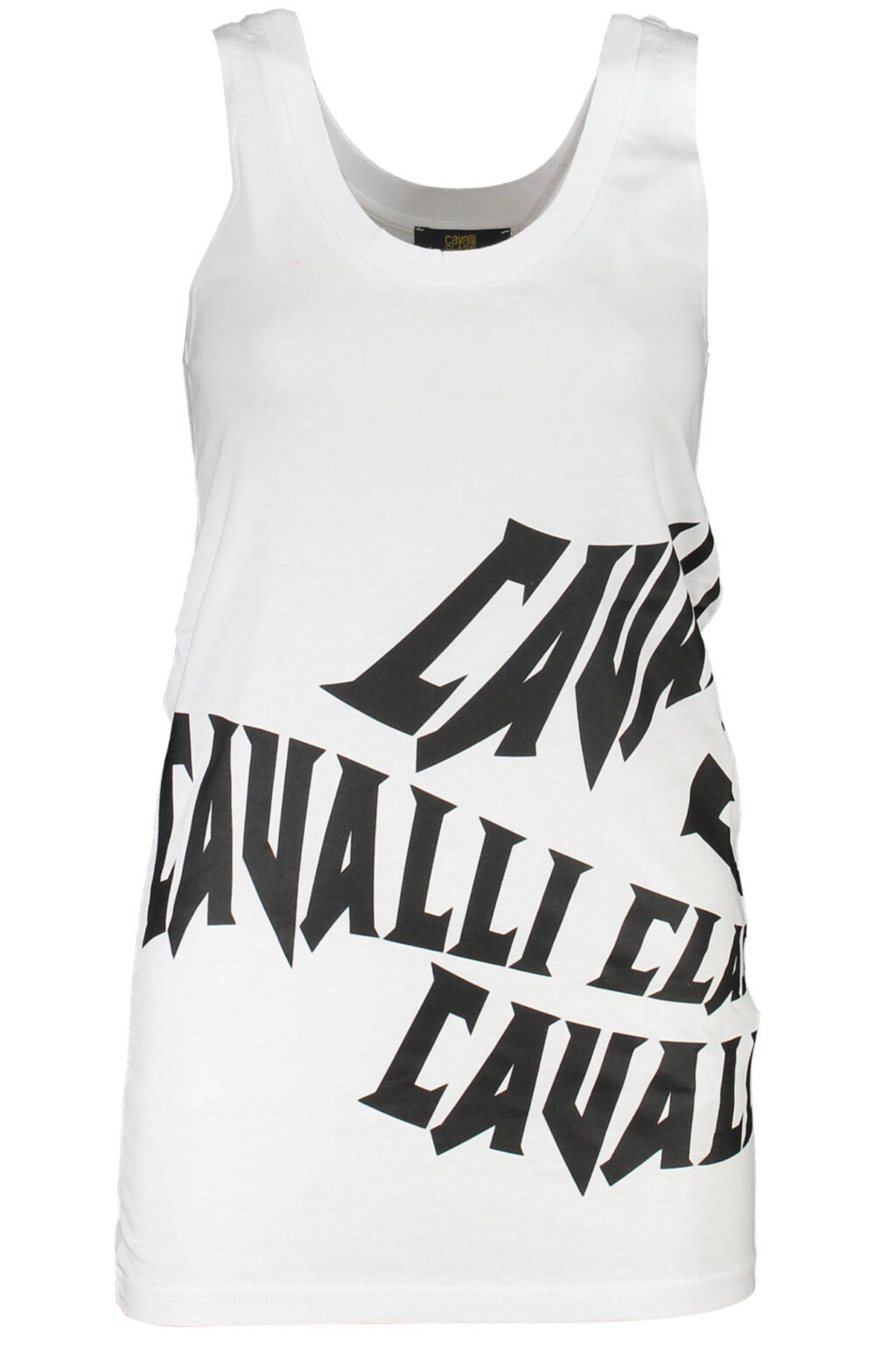 cavalliclasscanottadonnabianco_1 CAVALLI CLASS moteriški marškinėliai be rankovių, balti