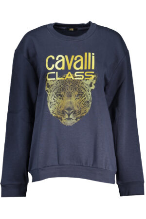 CAVALLI CLASS mėlynas moteriškas džemperis be užtrauktuko