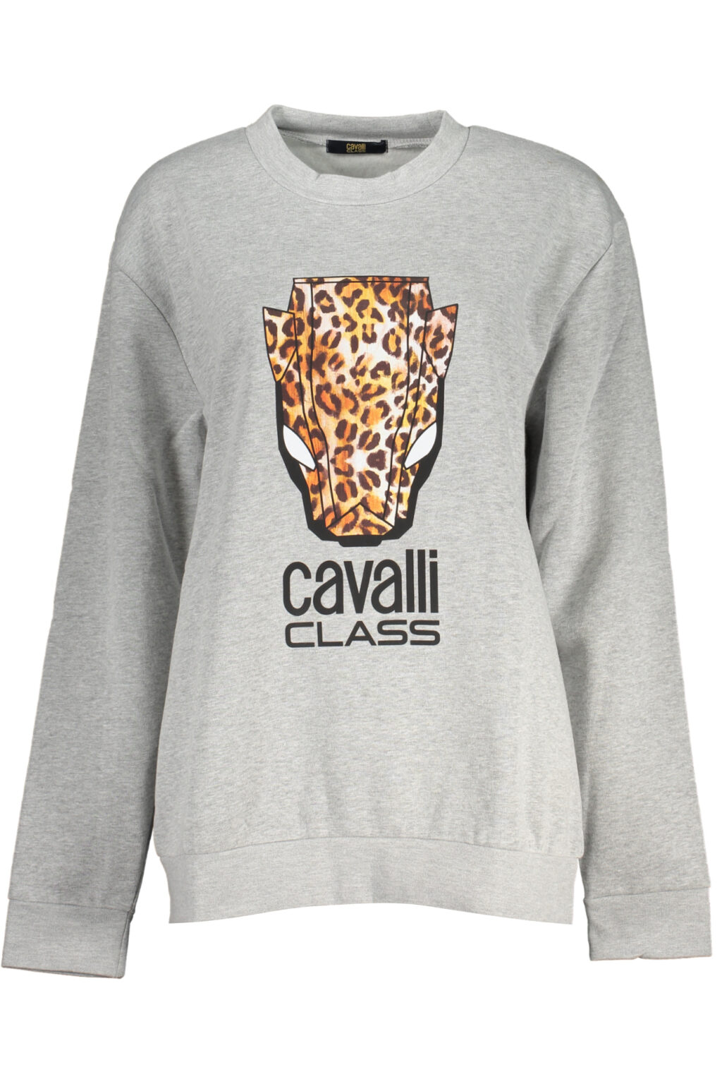 cavalliclassfelpasenzazipdonnagrigio_1 CAVALLI CLASS pilkas moteriškas džemperis be užtrauktuko