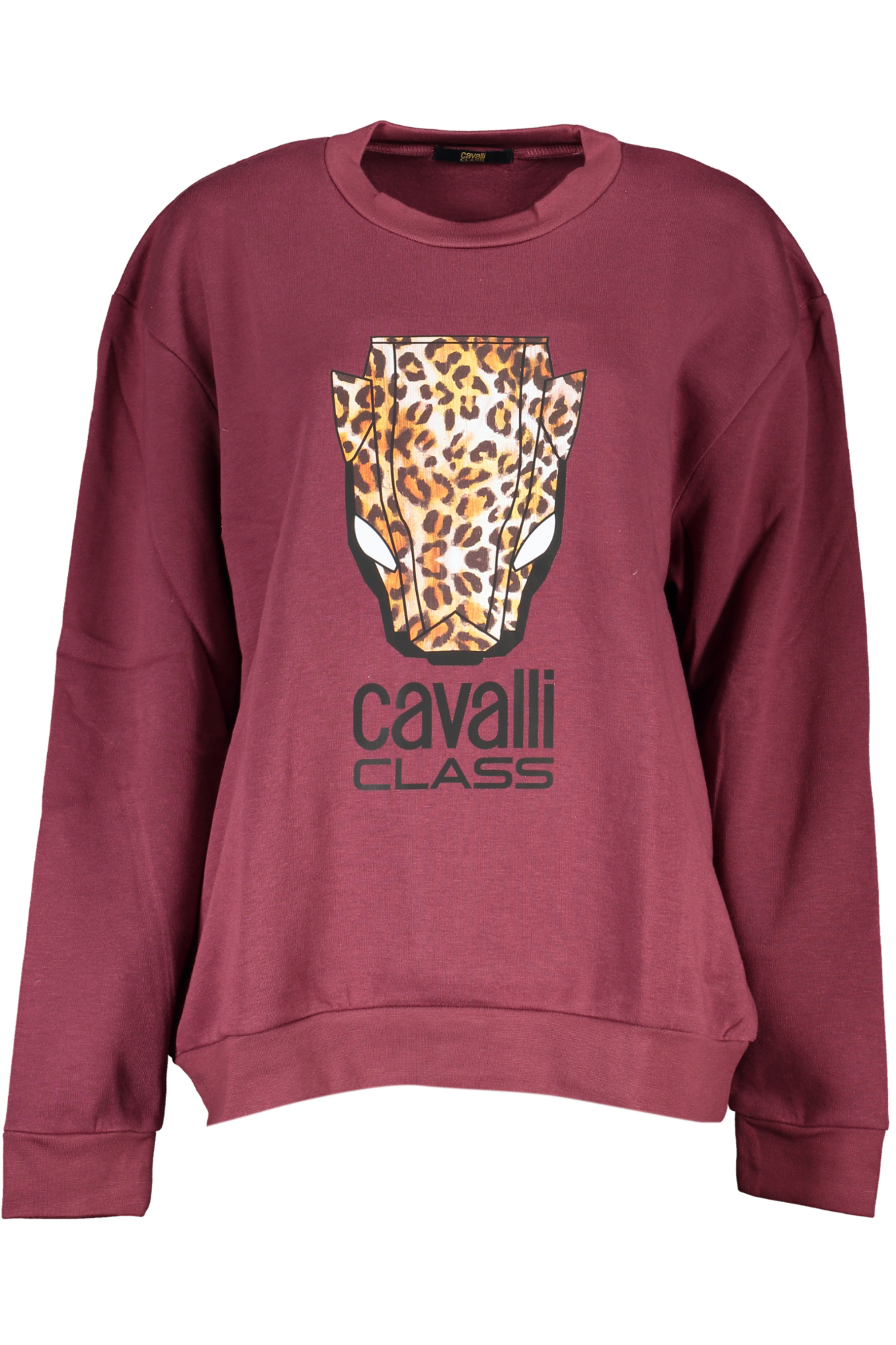 CAVALLI CLASS violetinis moteriškas džemperis be užtrauktuko CAVALLI CLASS violetinis moteriškas džemperis be užtrauktuko