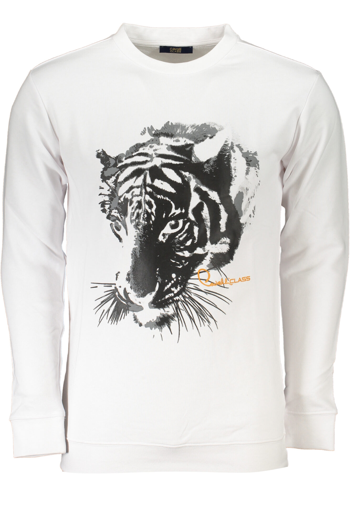 CAVALLI CLASS MEN'S WHITE ZIPLESS SWEATSHIRT