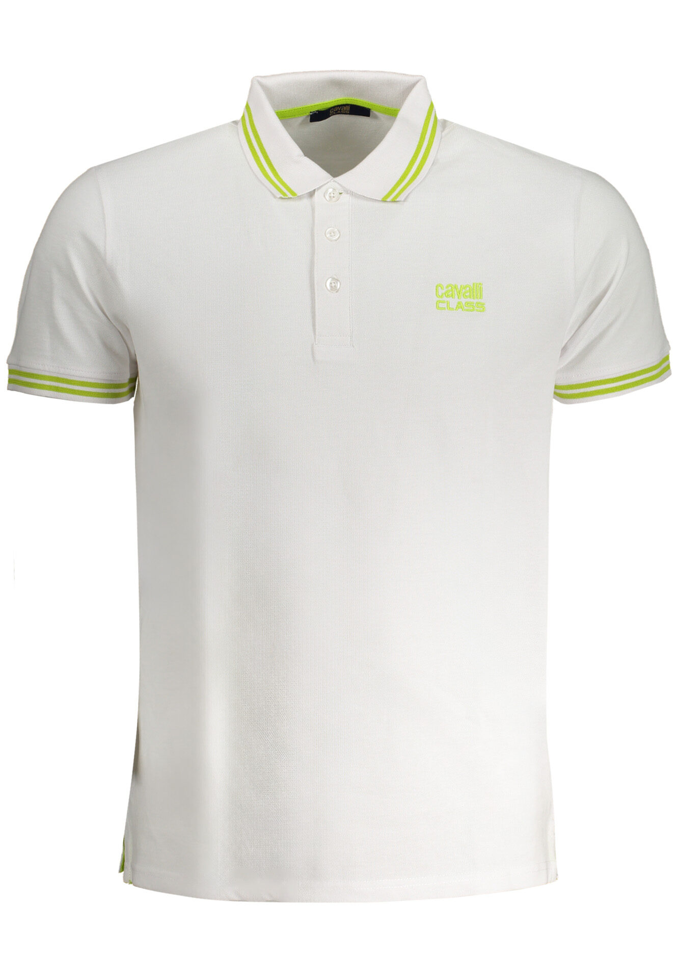 CAVALLI CLASS MEN'S WHITE SHORT SLEEVED POLO SHIRT