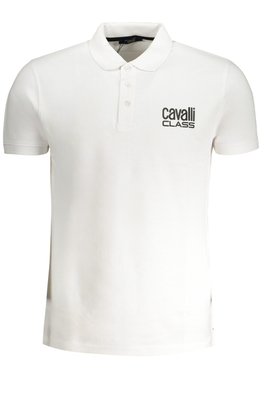 CAVALLI CLASS balti vyriški polo marškinėliai trumpomis rankovėmis