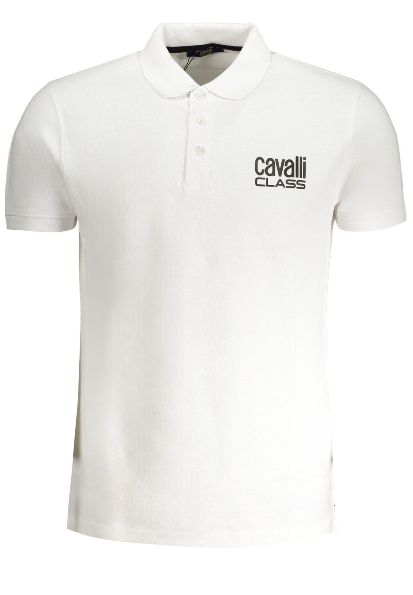 CAVALLI CLASS MEN'S WHITE SHORT SLEEVED POLO SHIRT