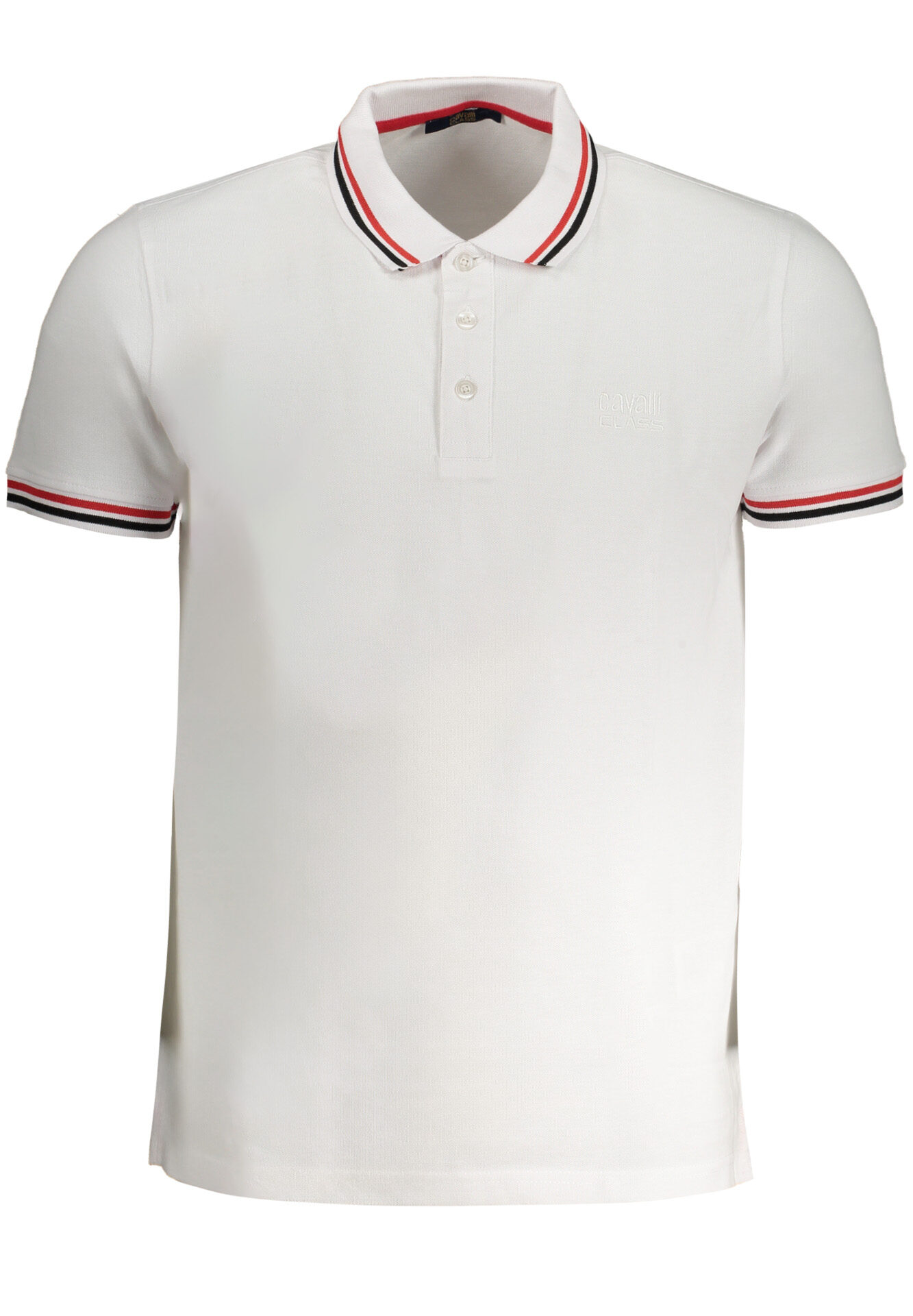 CAVALLI CLASS MEN'S WHITE SHORT SLEEVED POLO SHIRT