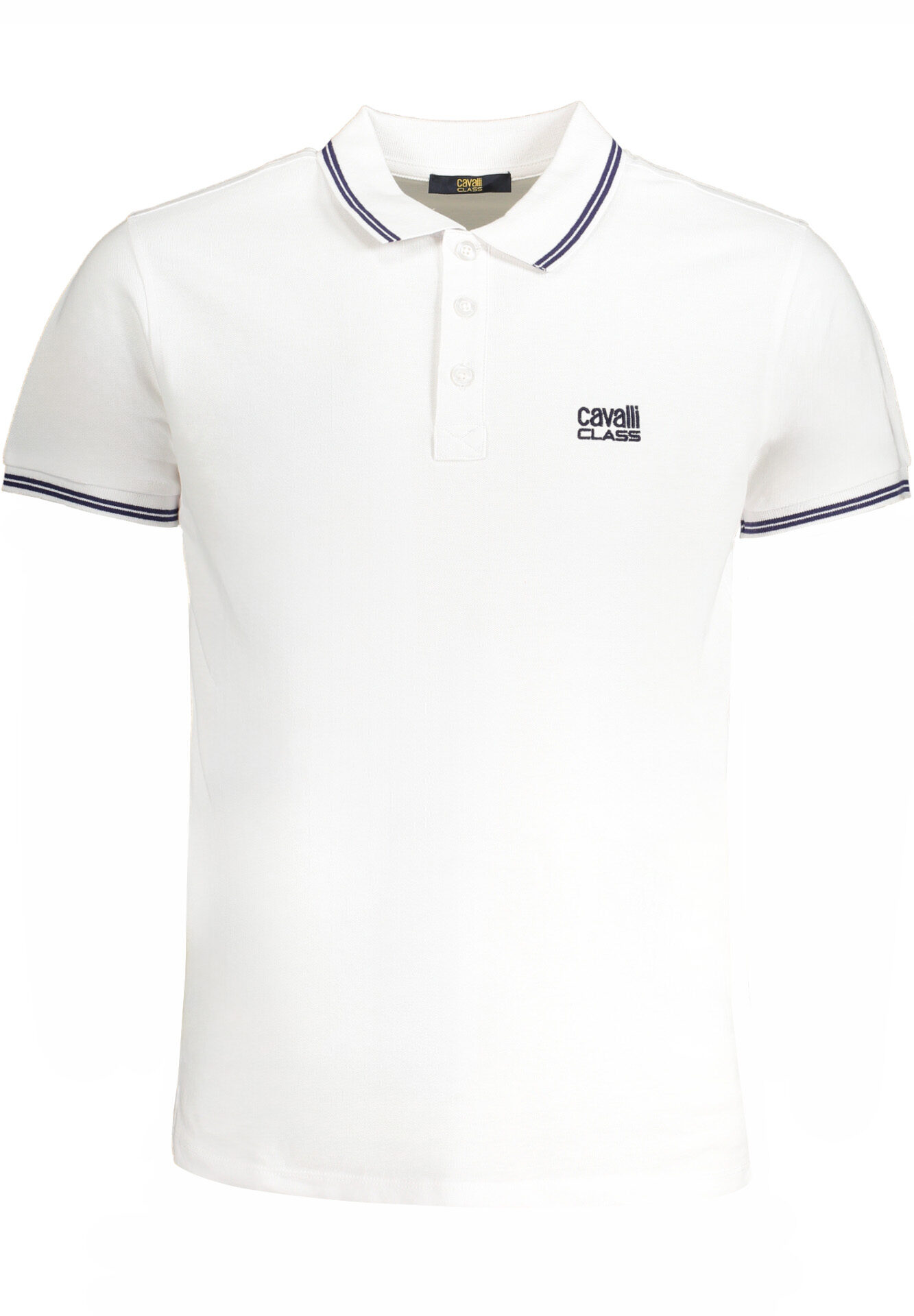 CAVALLI CLASS MEN'S WHITE SHORT SLEEVED POLO SHIRT