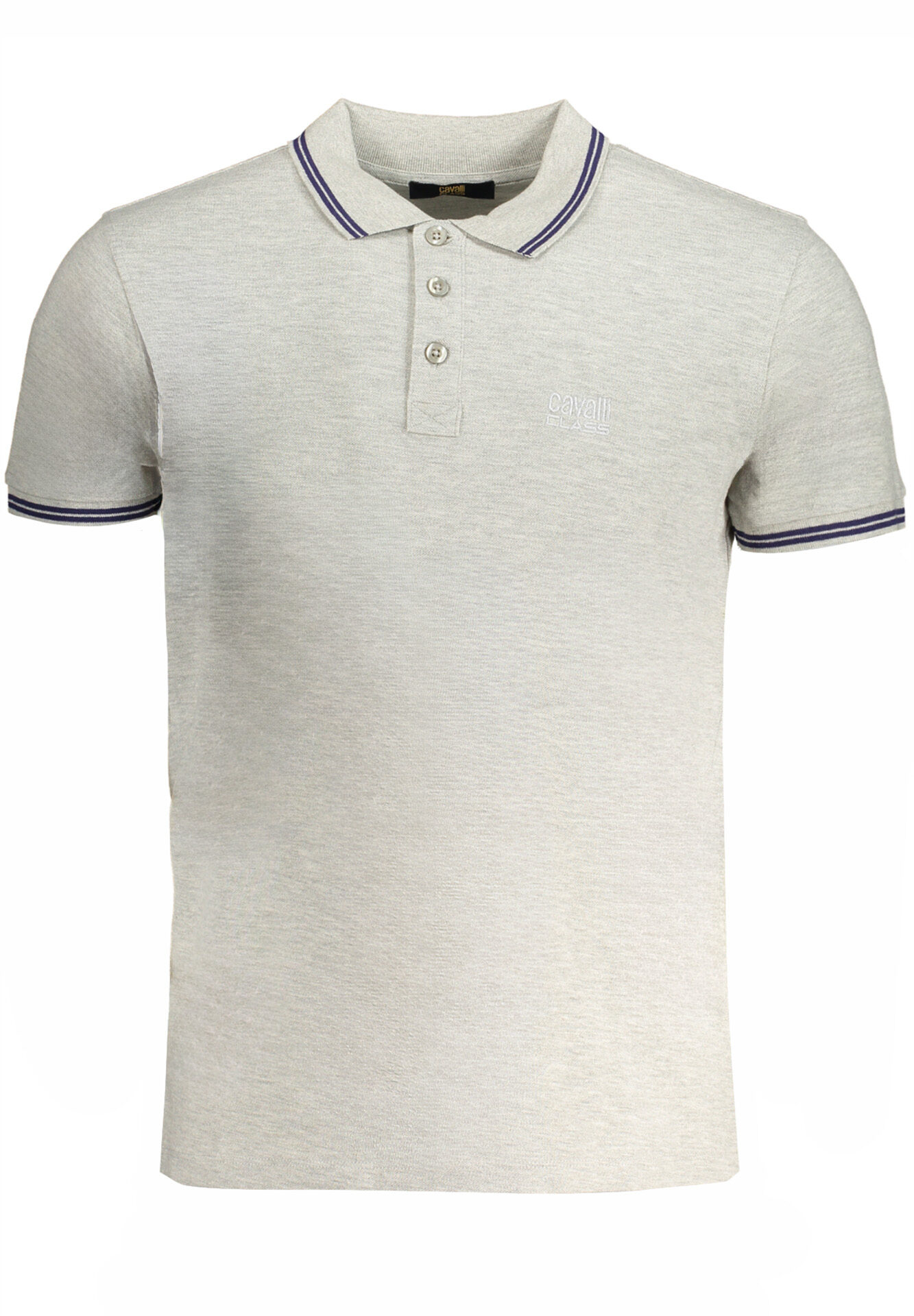 CAVALLI CLASS MEN'S GRAY SHORT SLEEVED POLO SHIRT