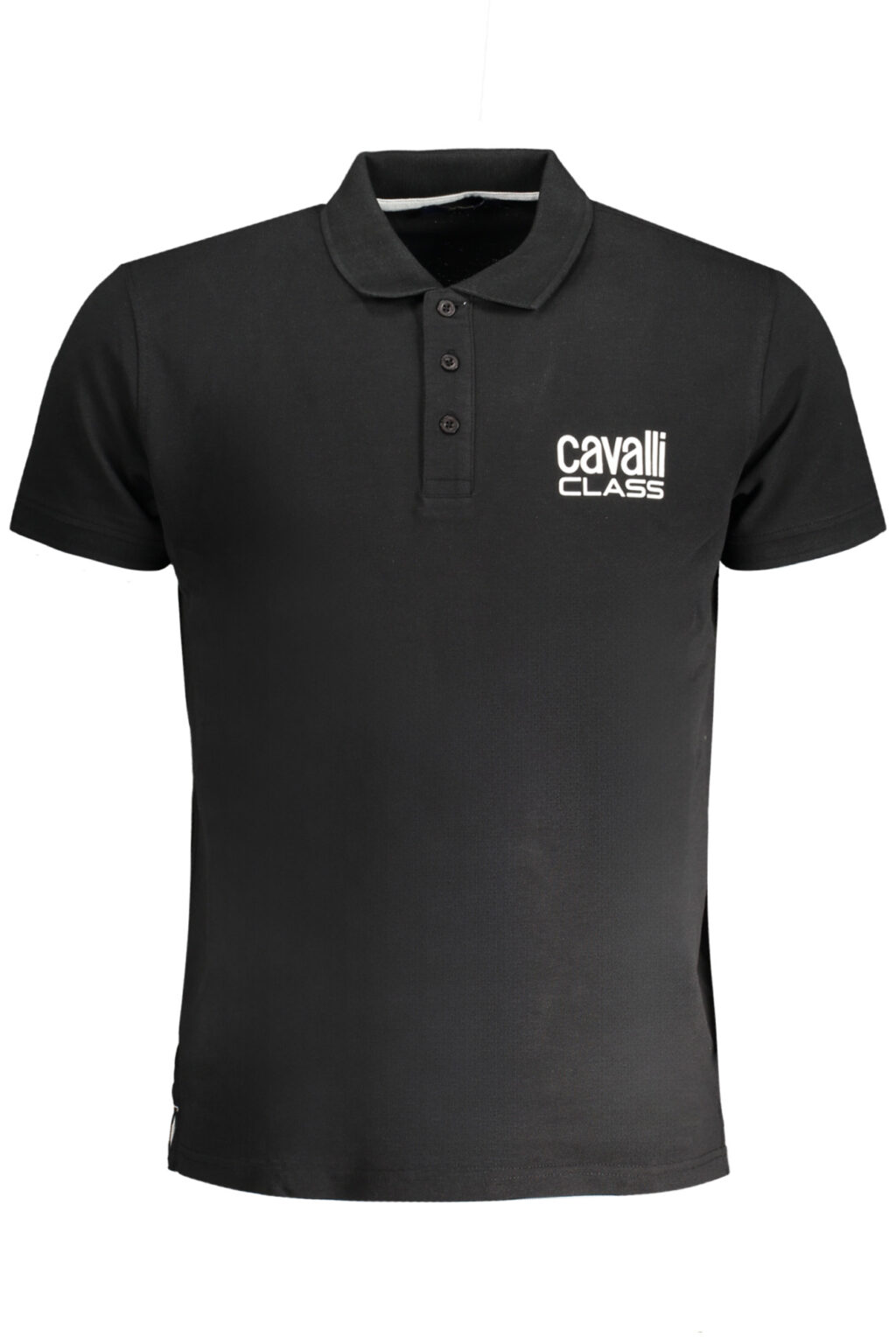 CAVALLI CLASS juodi vyriški polo marškinėliai trumpomis rankovėmis
