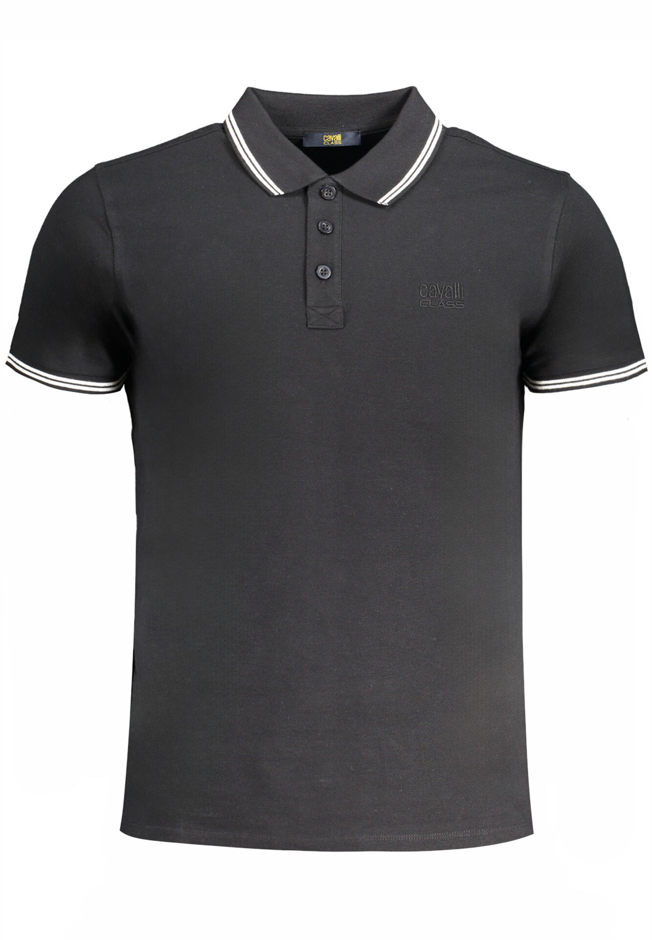 CAVALLI CLASS MEN'S SHORT SLEEVED POLO SHIRT BLACK
