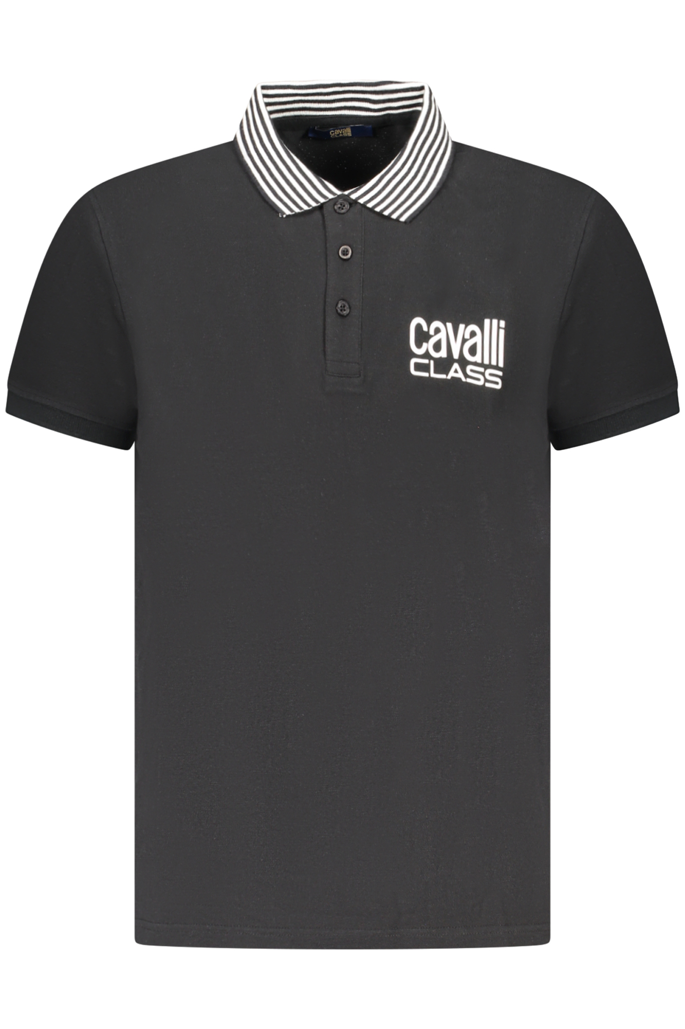 CAVALLI CLASS juodi vyriški polo marškinėliai trumpomis rankovėmis CAVALLI CLASS juodi vyriški polo marškinėliai trumpomis rankovėmis