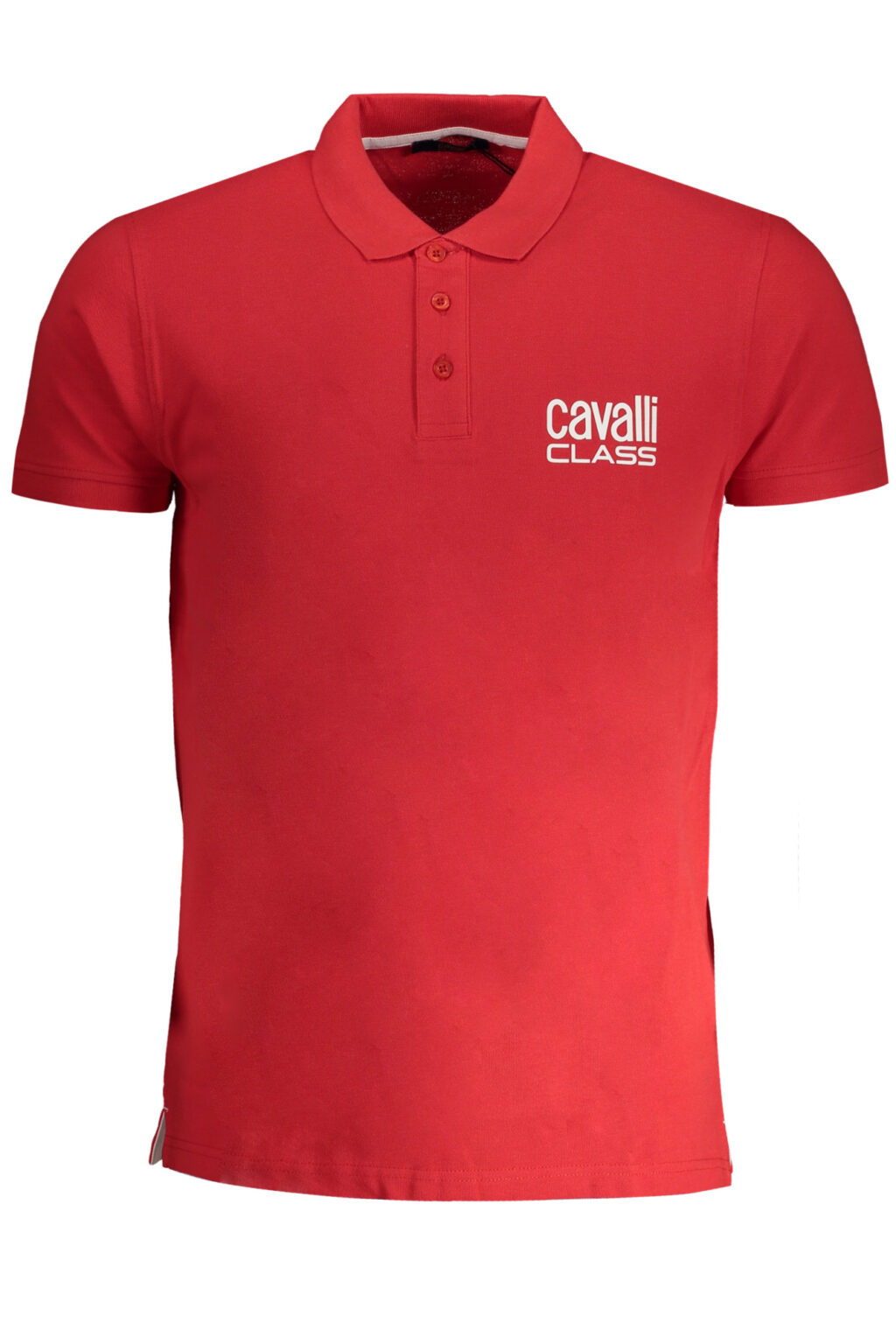 cavalliclasspolomanichecorteuomorosso_1 CAVALLI CLASS raudoni vyriški polo marškinėliai trumpomis rankovėmis