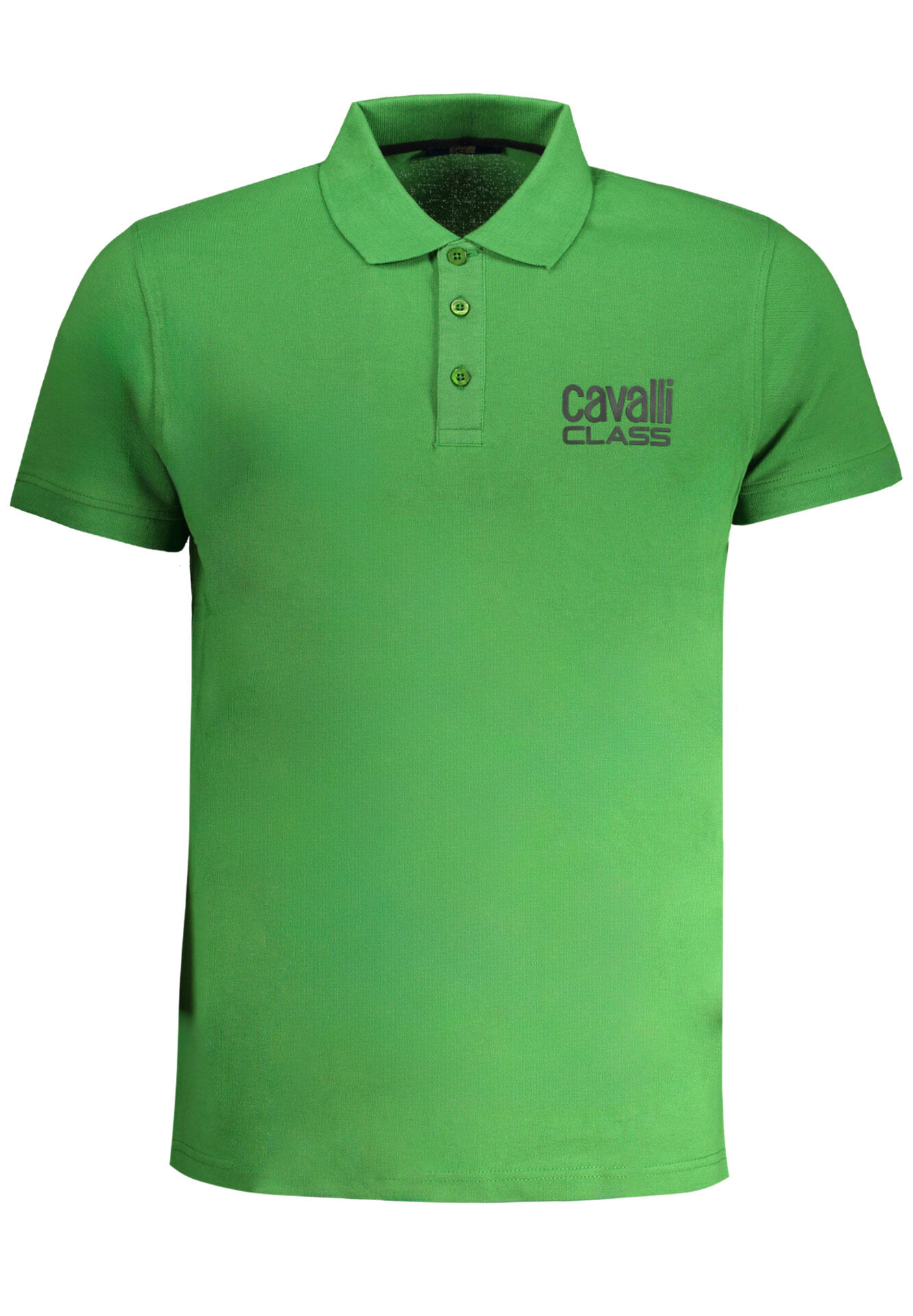 CAVALLI CLASS MEN'S GREEN SHORT SLEEVED POLO SHIRT