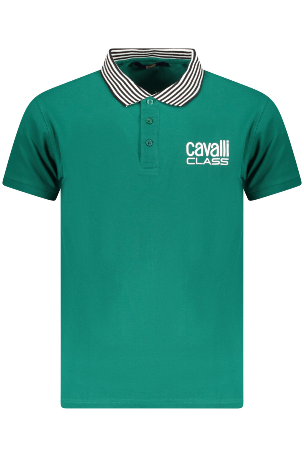 cavalliclasspolomanichecorteuomoverde_1 CAVALLI CLASS žali vyriški polo marškinėliai trumpomis rankovėmis