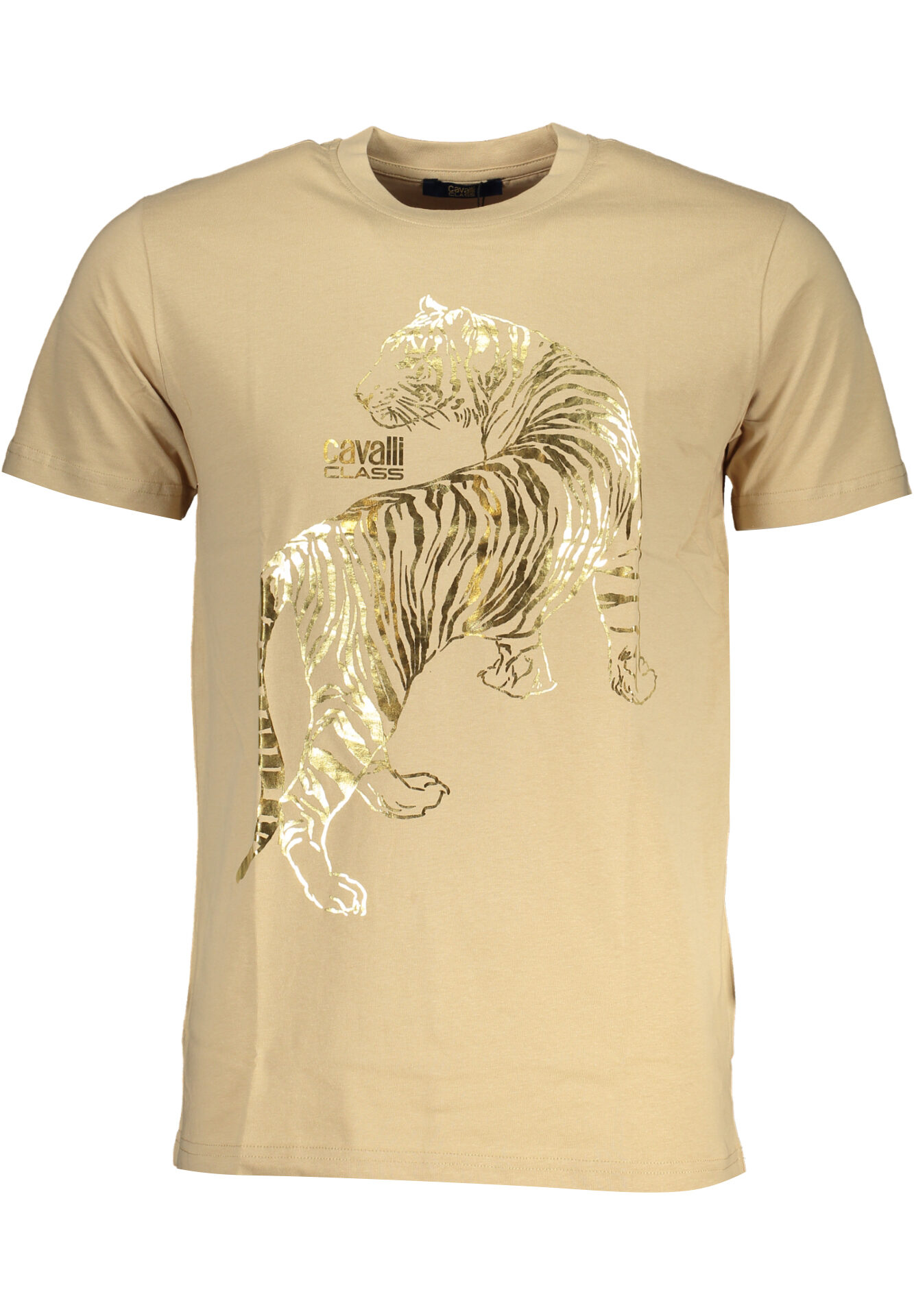 CAVALLI CLASS MEN'S SHORT SLEEVED T-SHIRT BEIGE