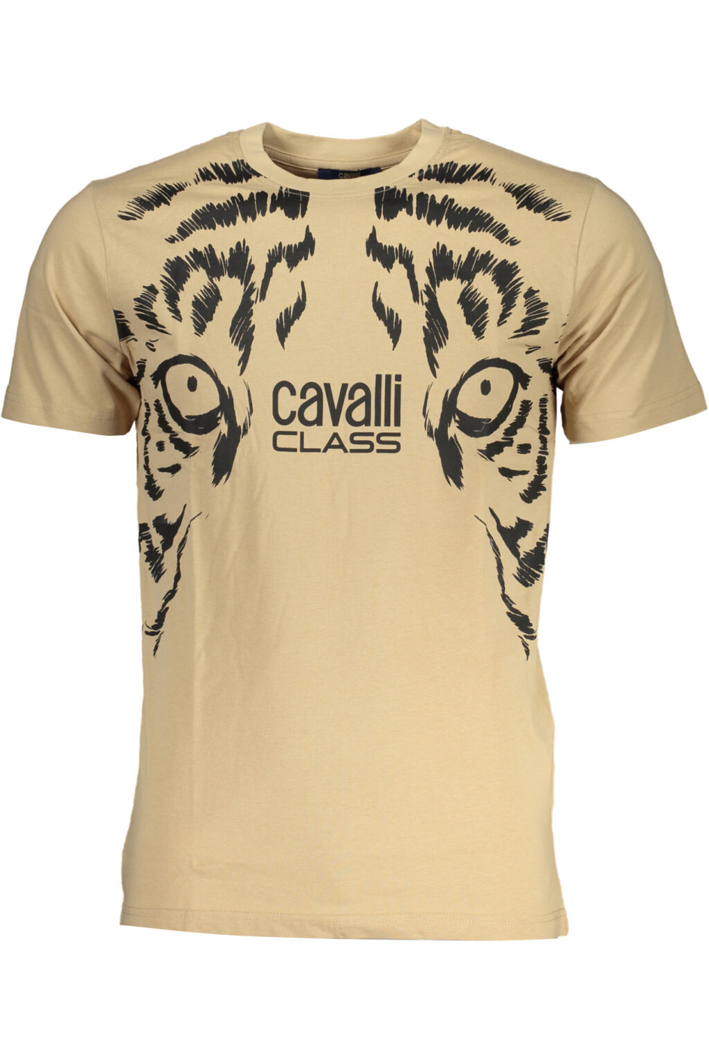 cavalliclasst-shirtmanichecorteuomobeige_1 CAVALLI CLASS bėžiniai vyriški marškinėliai trumpomis rankovėmis