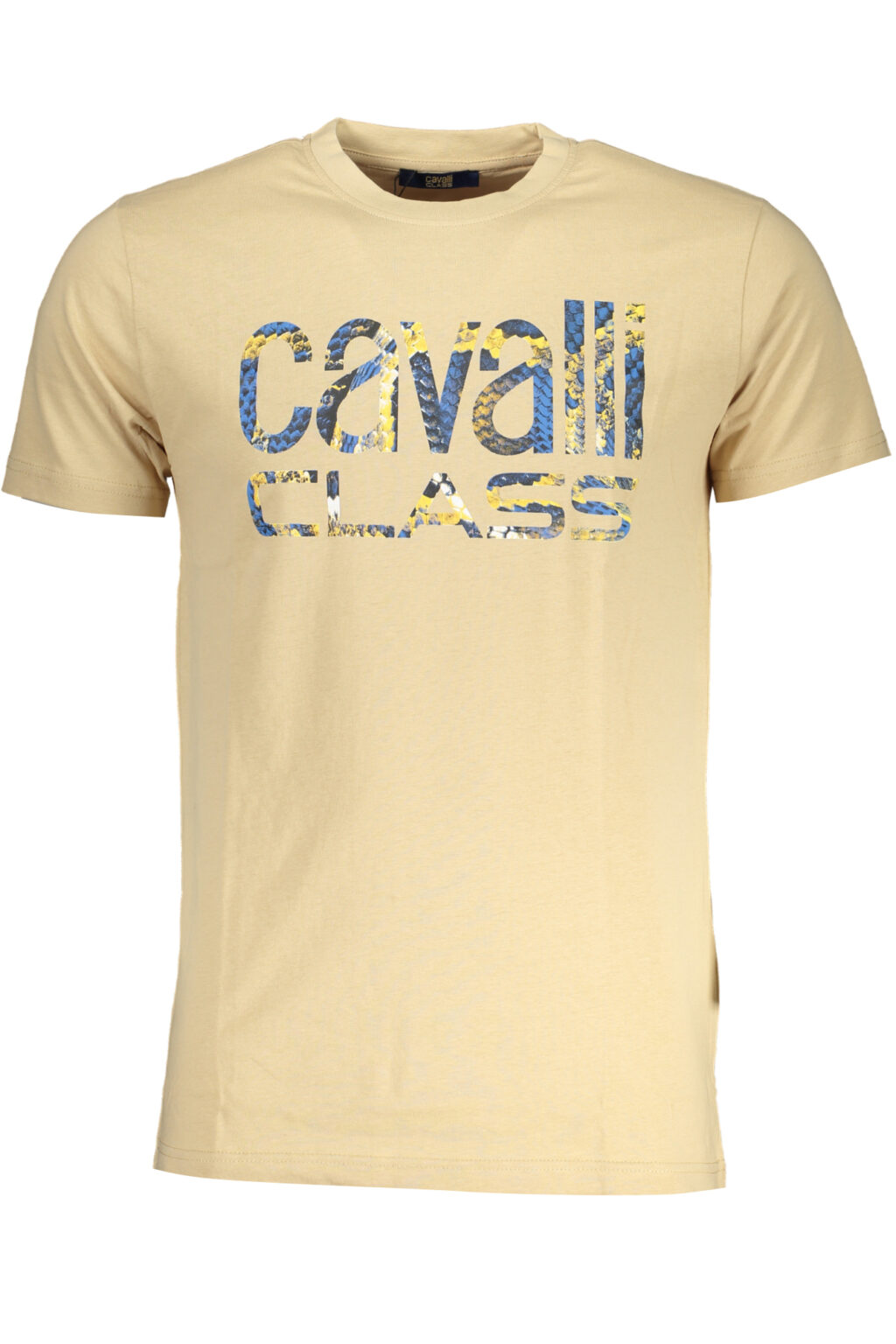 cavalliclasst-shirtmanichecorteuomobeige_1 CAVALLI CLASS bėžiniai vyriški marškinėliai trumpomis rankovėmis