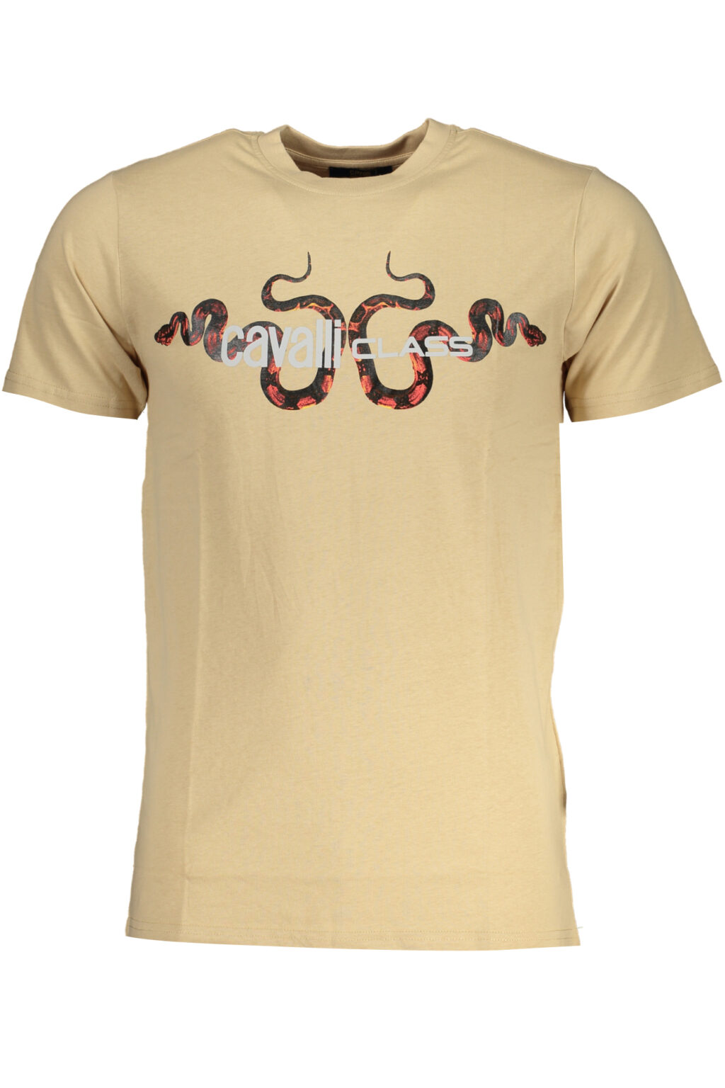 cavalliclasst-shirtmanichecorteuomobeige_1 CAVALLI CLASS bėžiniai vyriški marškinėliai trumpomis rankovėmis