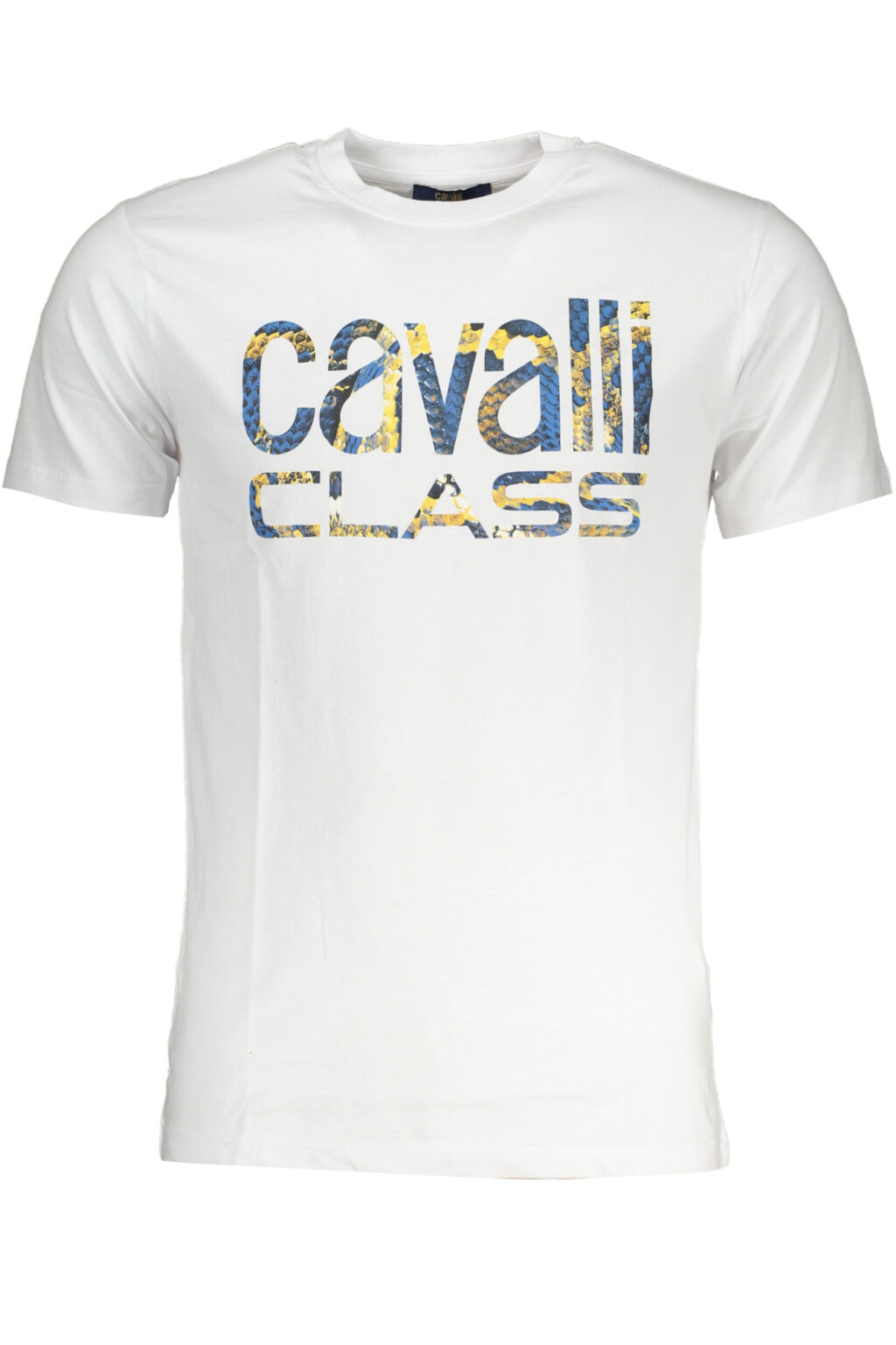 cavalliclasst-shirtmanichecorteuomobianco_1 CAVALLI CLASS balti vyriški marškinėliai trumpomis rankovėmis