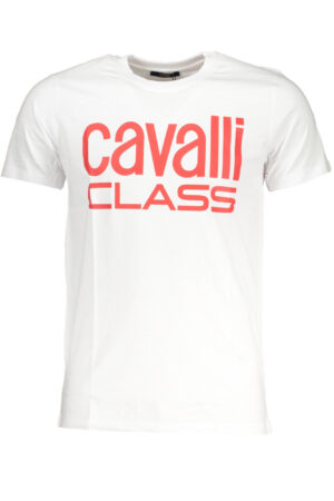 CAVALLI CLASS balti vyriški marškinėliai trumpomis rankovėmis