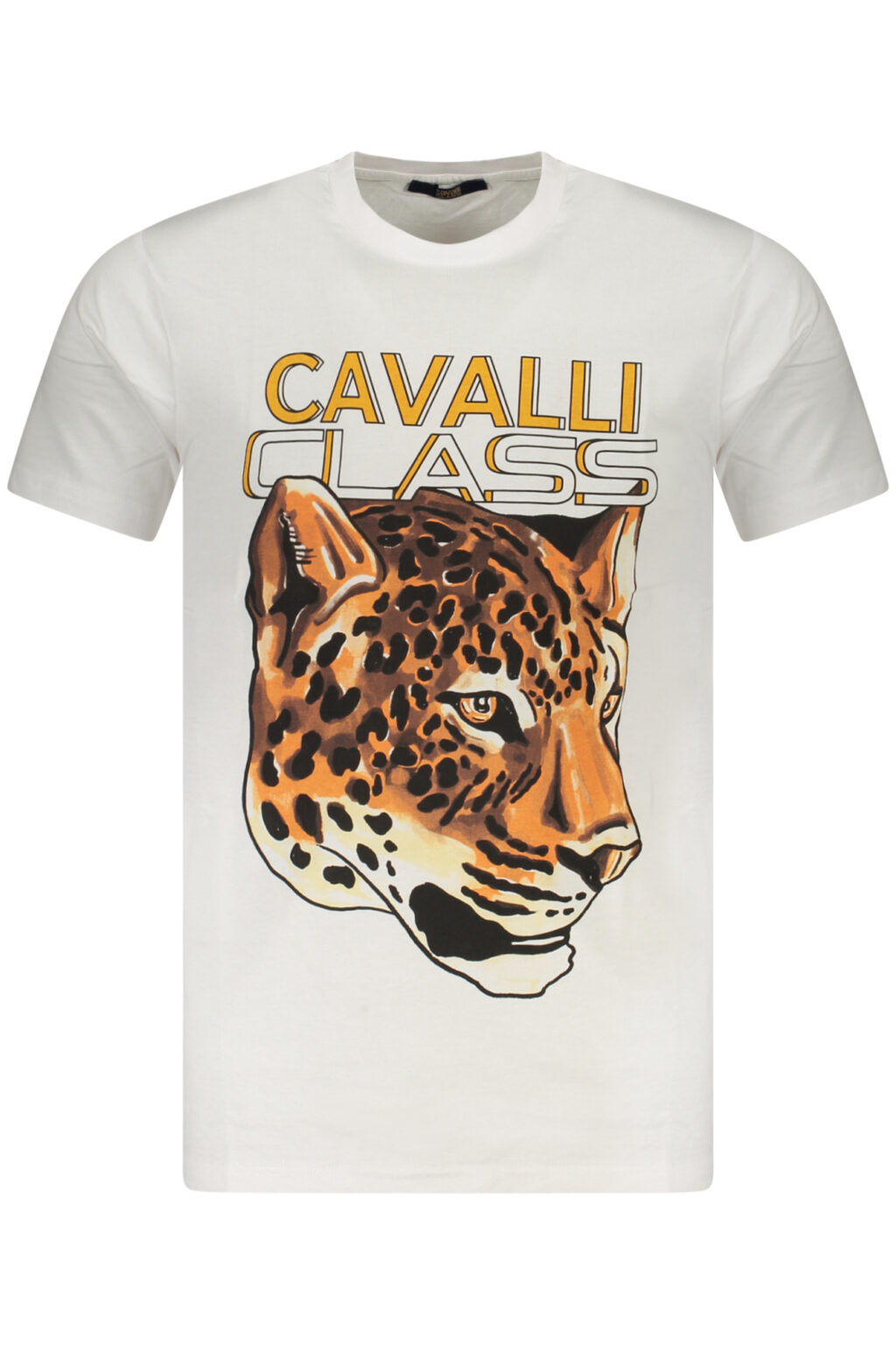 CAVALLI CLASS balti vyriški marškinėliai trumpomis rankovėmis