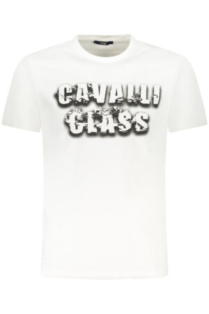 CAVALLI CLASS balti vyriški marškinėliai trumpomis rankovėmis