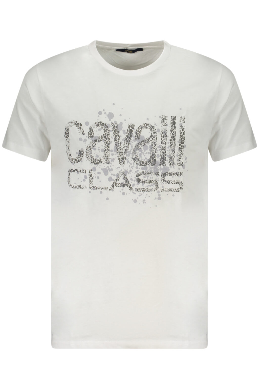 cavalliclasst-shirtmanichecorteuomobianco_1 CAVALLI CLASS balti vyriški marškinėliai trumpomis rankovėmis
