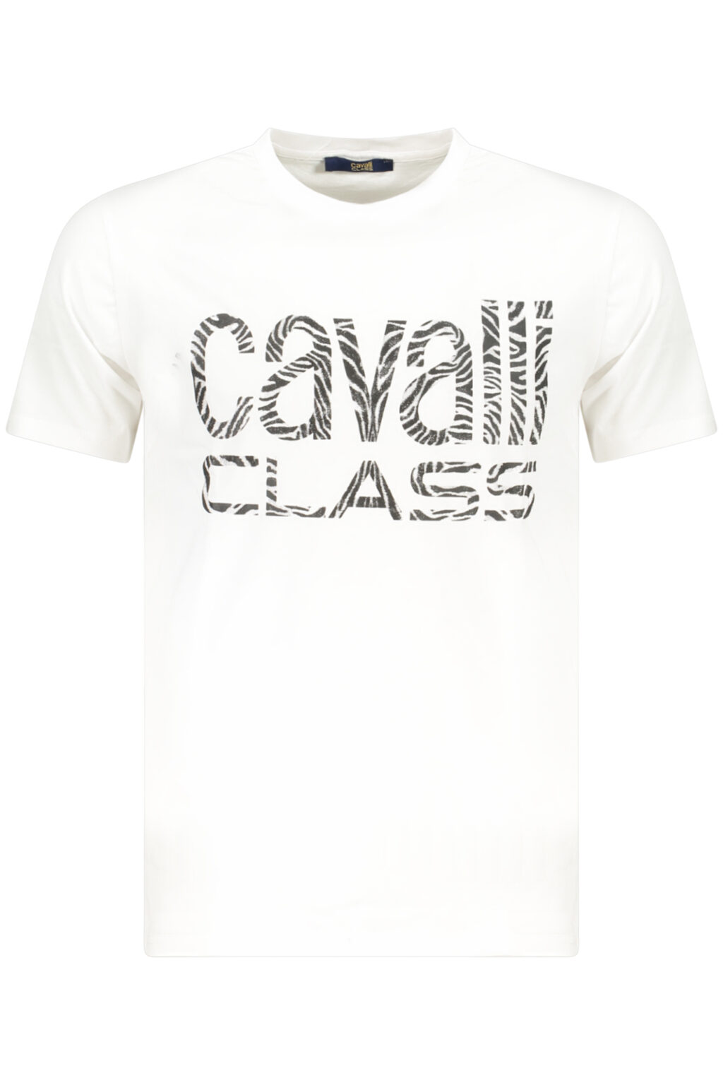 CAVALLI CLASS balti vyriški marškinėliai trumpomis rankovėmis