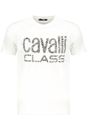 CAVALLI CLASS balti vyriški marškinėliai trumpomis rankovėmis