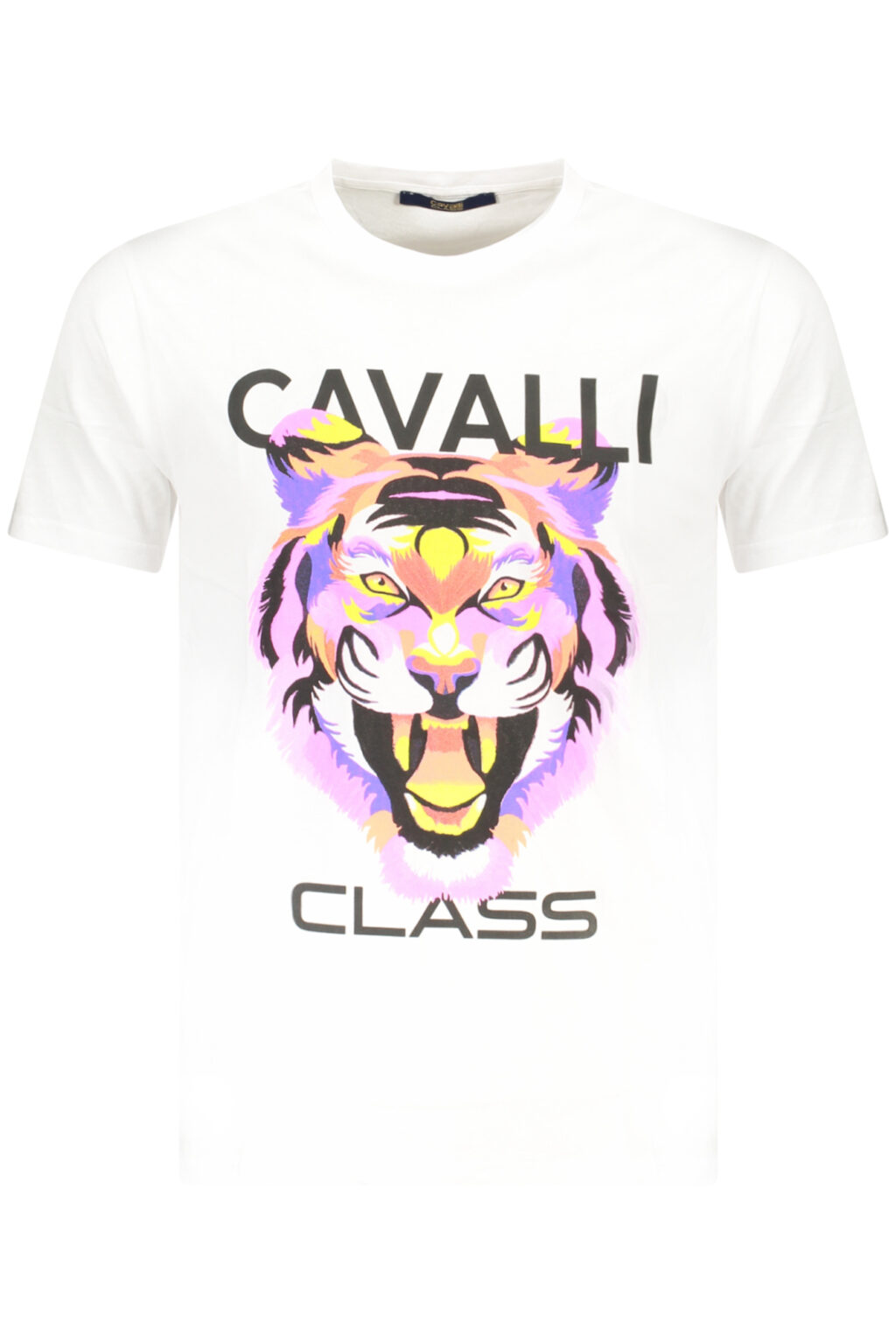 CAVALLI CLASS balti vyriški marškinėliai trumpomis rankovėmis